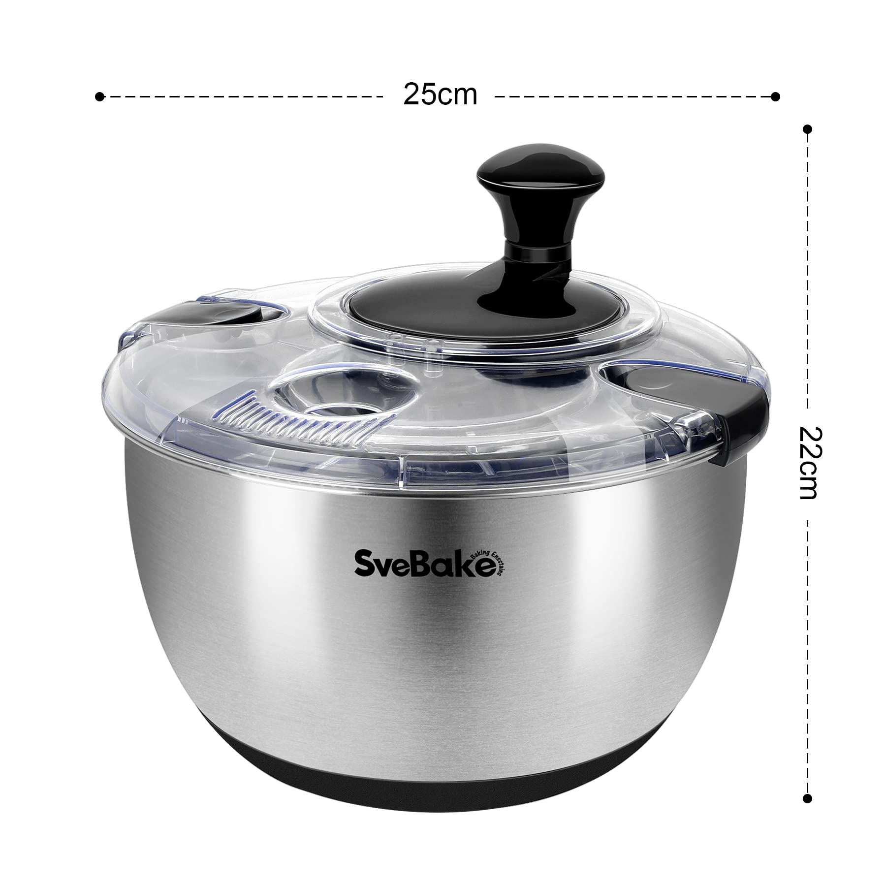 Svebake Stainless Steel Salad Spinner, 4.2 Qt Vegetable Washer, Bpa-Free Lettuce Dryer With Crank Design, Dishwasher Safe, Non-S