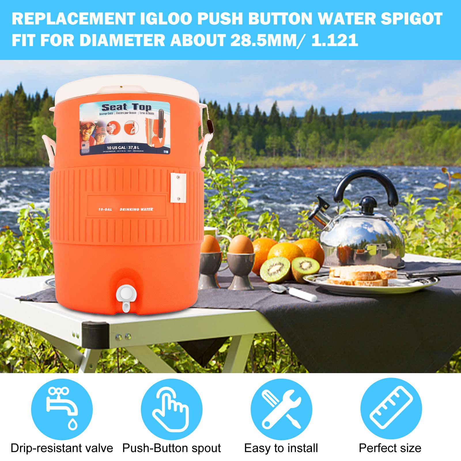 3Pcs Push Button Water Spigot Cooler Spigot Replacement, Reusable Water Spigot Compatible With Igloo 2, 3, 5, And 10 Gallon Wate