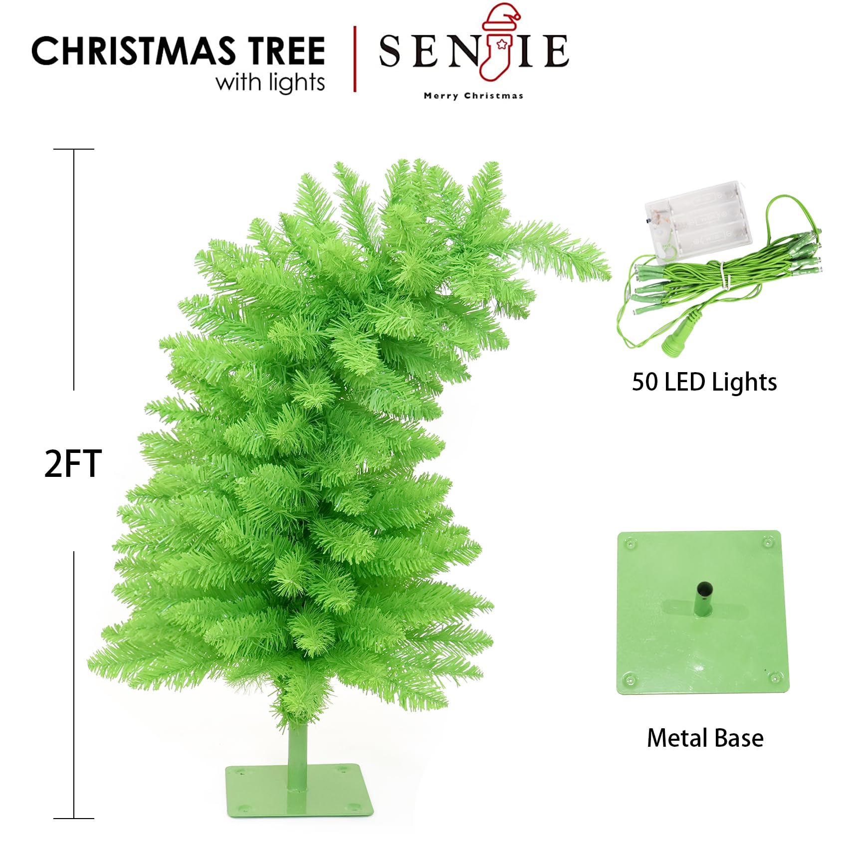 Small Christmas Tree Artificial Tabletop Whimsical Xmas Tree for Outdoor & Indoor Use 2FT