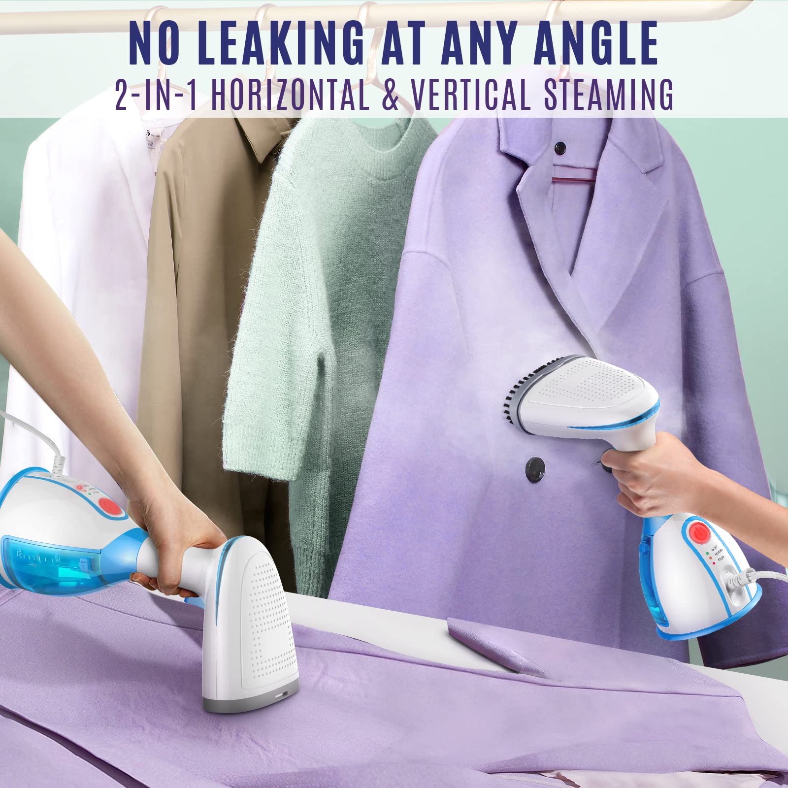 Steamer For Clothes, 15S Heat-Up Handheld Clothes Steamer With Ironing Glove, 1300W Garment Steamer Fabric Wrinkle Remover, 3 Co