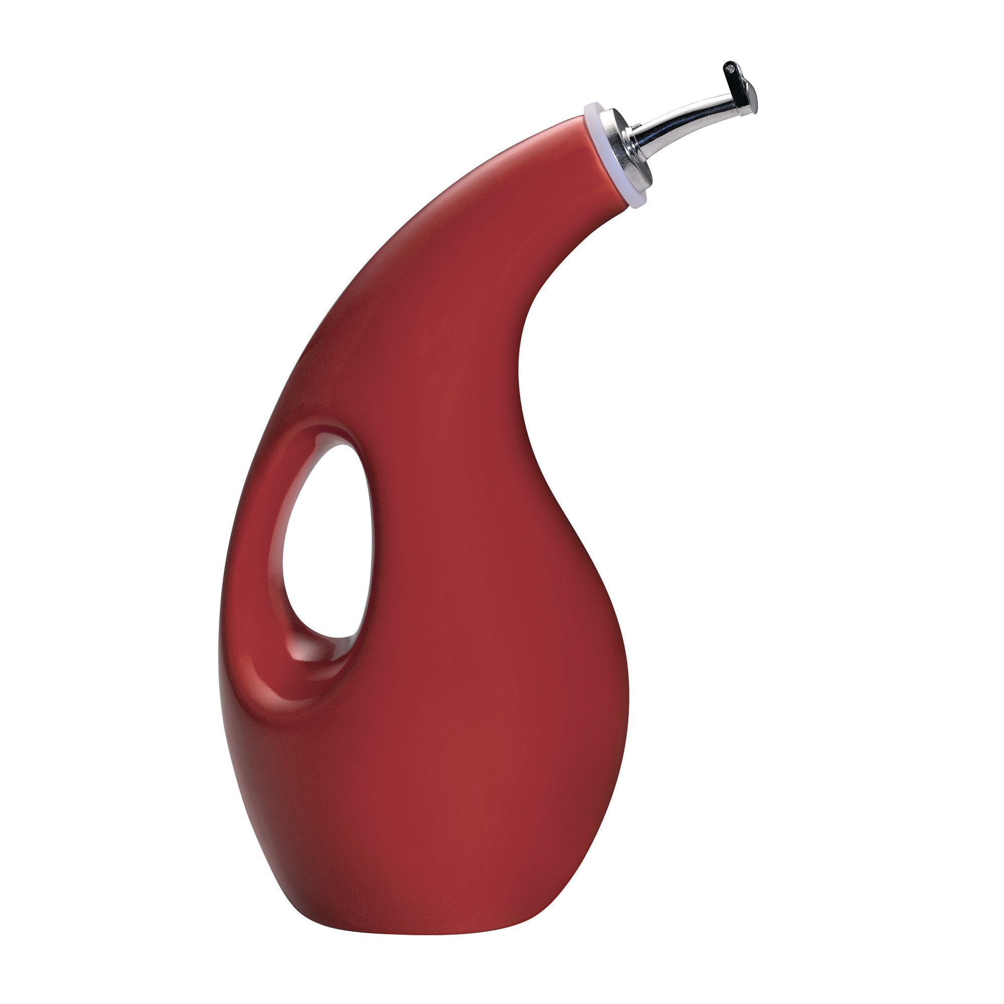 Rachael Ray Solid Glaze Evoo Olive Oil Bottle Dispenser With Spout, 24 Ounce, Red