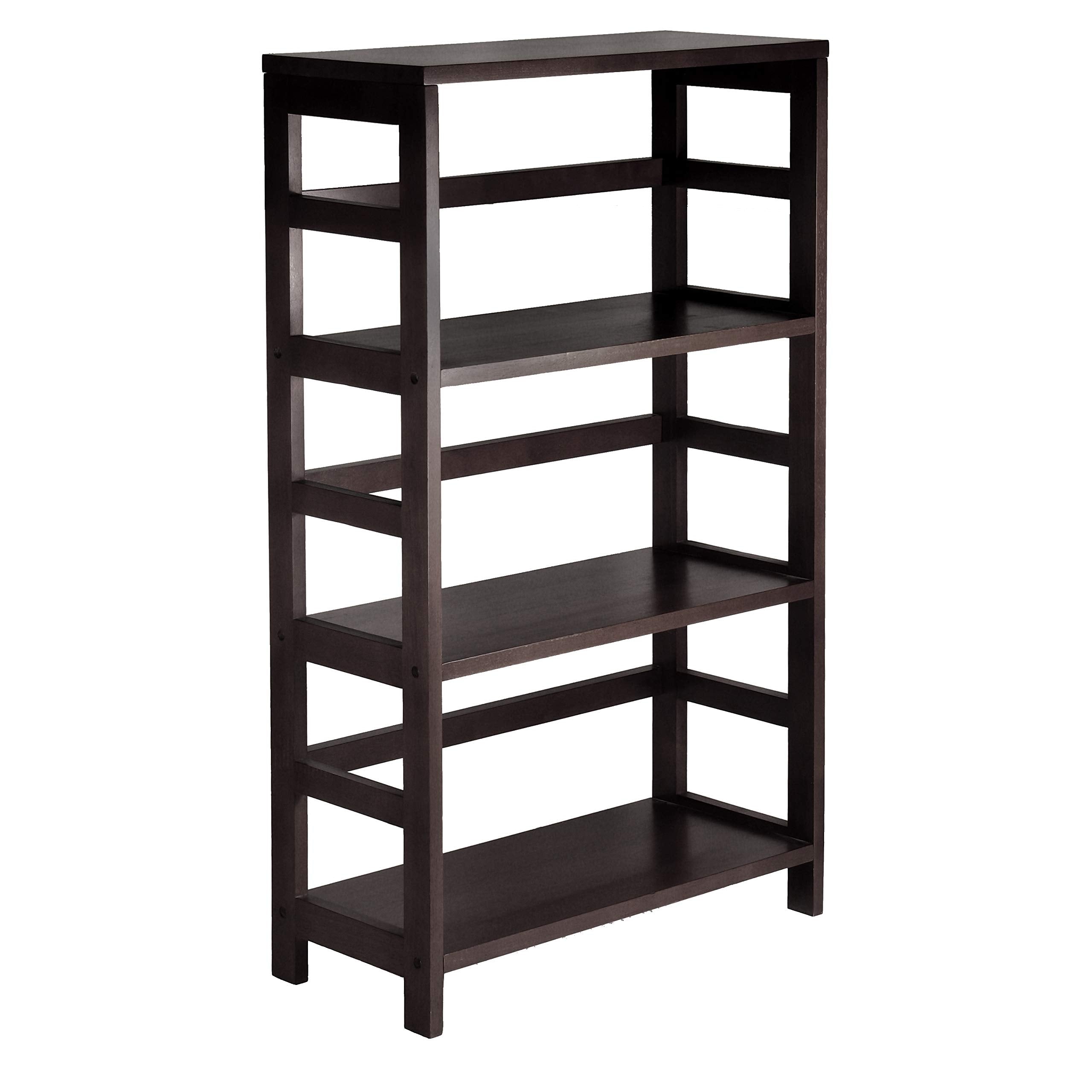 Winsome Wood Capri Wood 3 Section Storage Shelf With 6 Beige Fabric Foldable Baskets