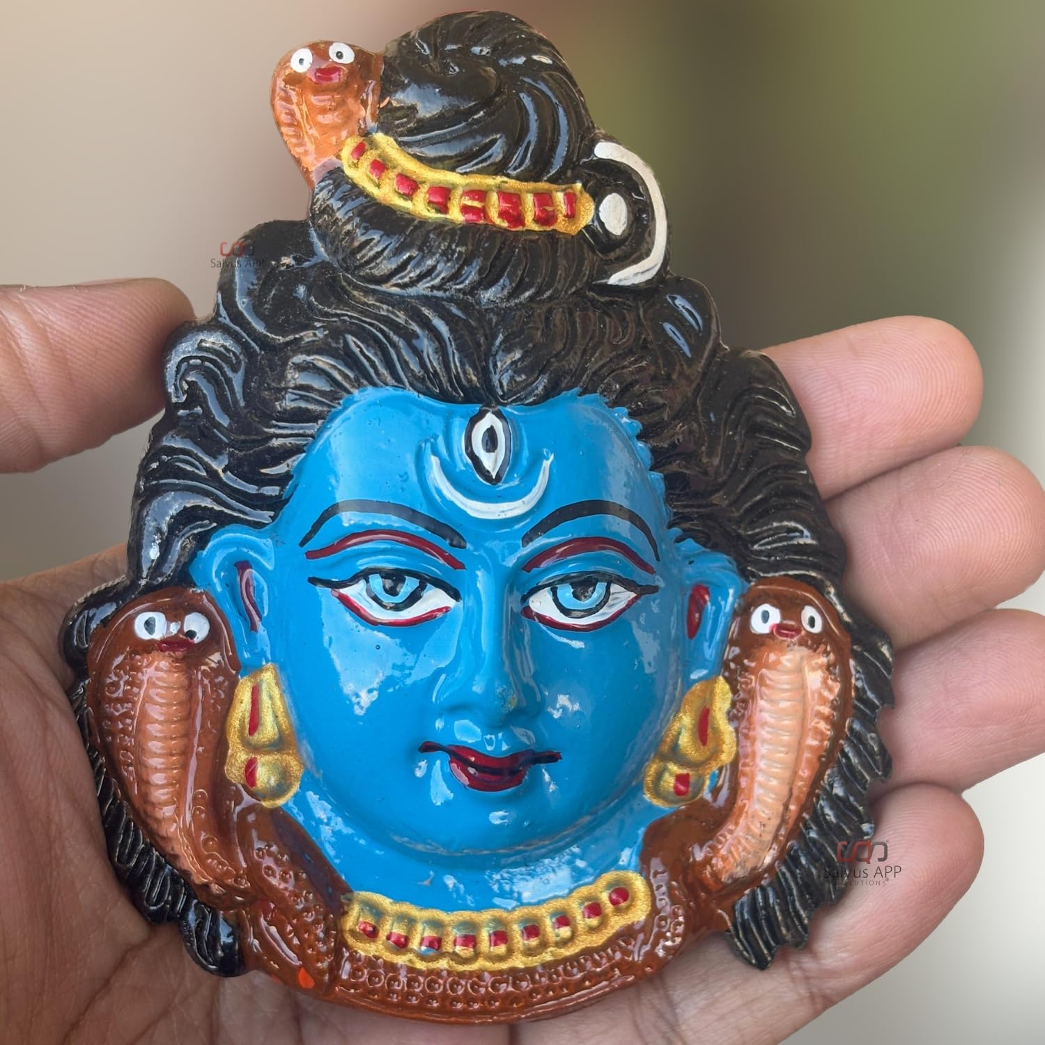 Salvus App Solutions Unique Metal Lord Shiva/Mahakal Face Wall Hanging For Decoration & Evil Eye Protection For Home, Office & S