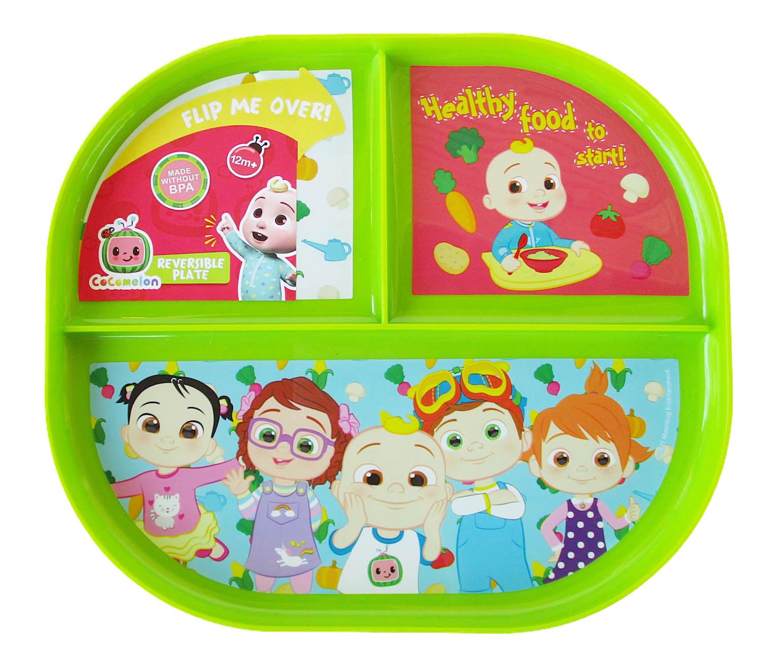 Show-Offs Reversible Character BPA Free Plate - 8 x 7 Inches (Coco Melon), Medium