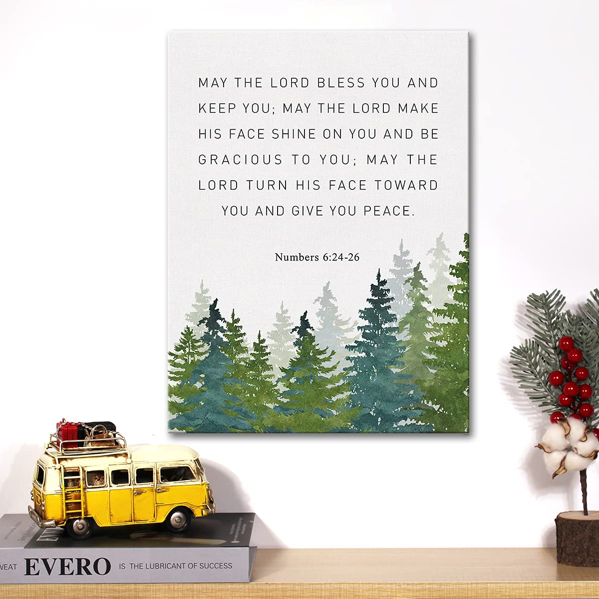 Christian Canvas Wall Art Numbers 6:24-26 May the Lord Bless You and Keep You Canvas Print Positive Scripture Canvas Painting Ho