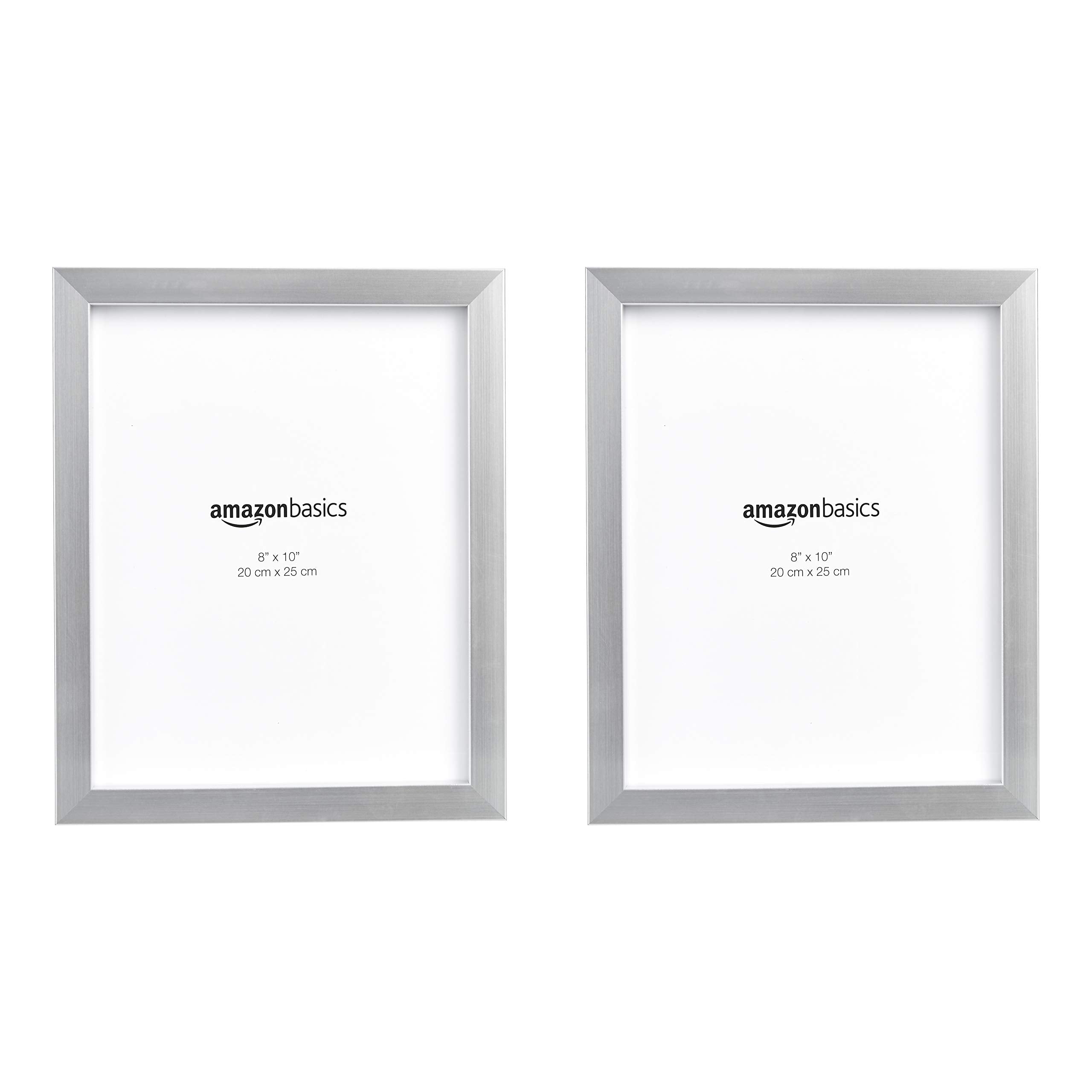 Amazon Basics Rectangular Photo Picture Frame, 8 x 10, Pack of 2, Nickel