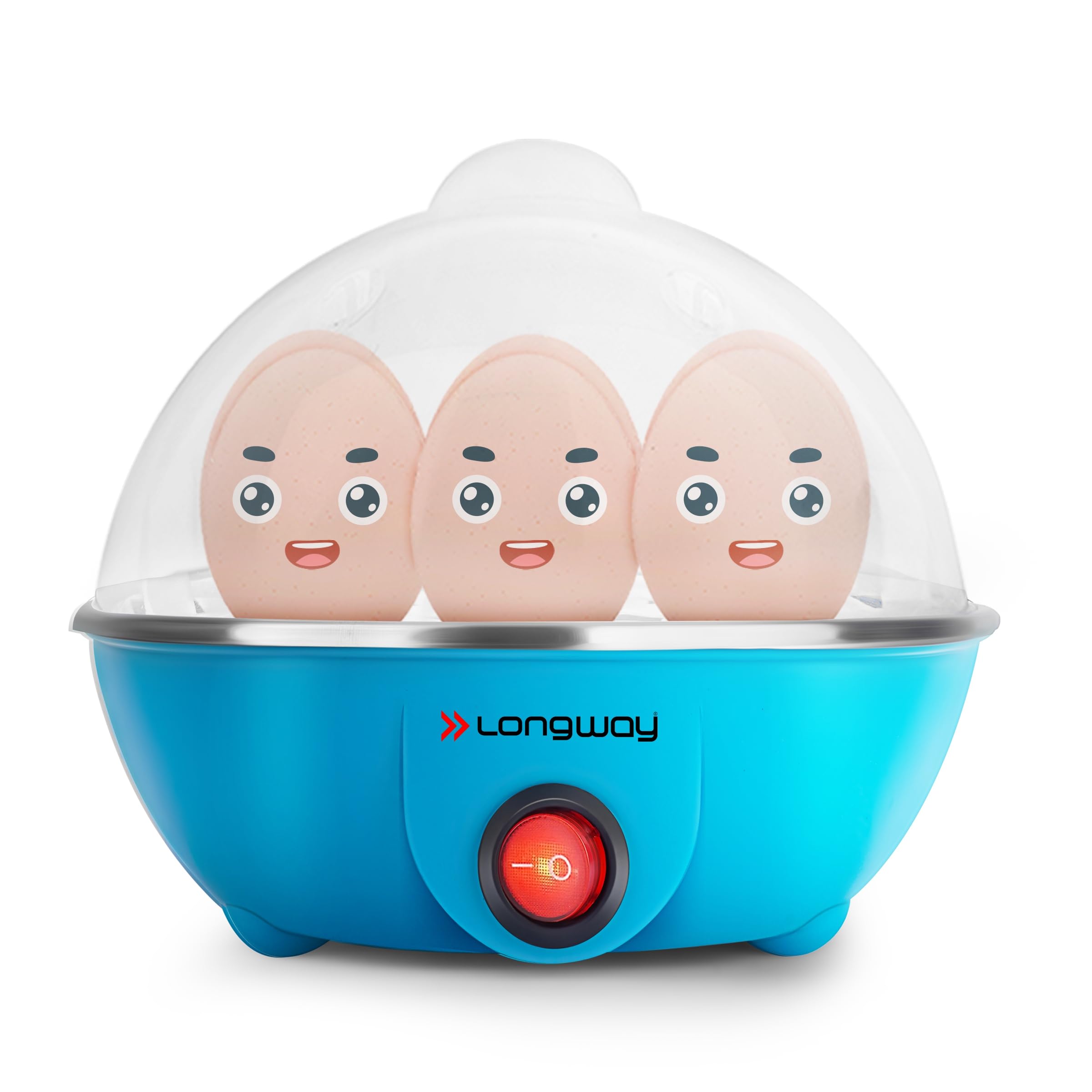 Longway Eggo 350 Watt Egg Boiler/Cooker For Steaming, Cooking & Boiling, 3 Boiling Modes, Boil Upto 1 Years Warranty 7 Eggs (Blu