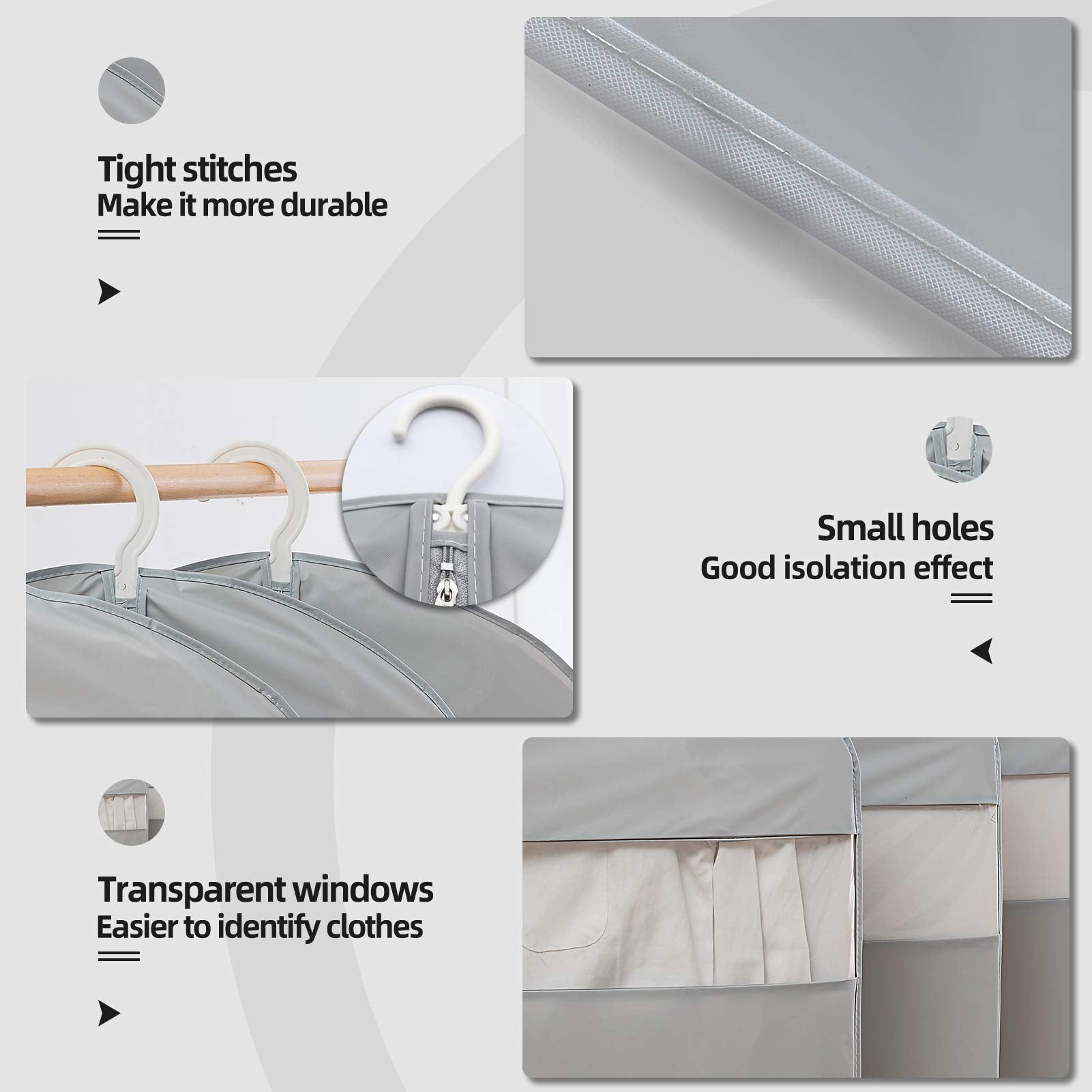 Suit Bags For Closet Storage, 43 '' Garment Bags For Hanging Clothes(Set Of 4, 23.3 ' ' X 43 ' ')