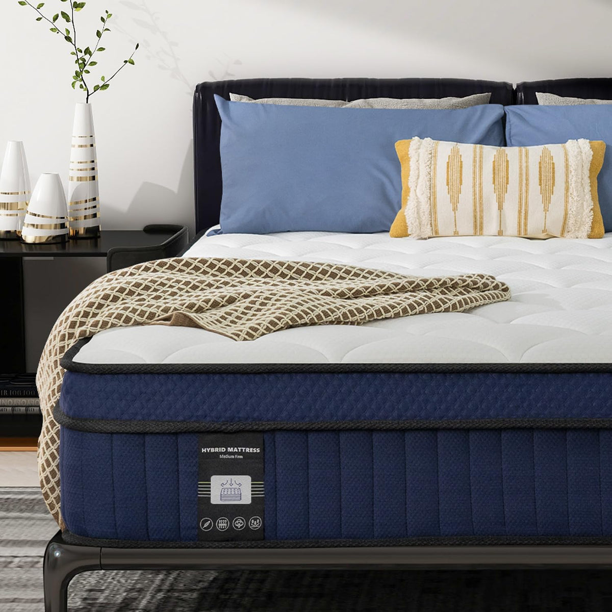 Nisleep Queen Mattress, 10 Inch Pillow Top Mattress In A Box, Medium Firm Fiberglass-Free, Soft Breathable Pressure Relief Memor