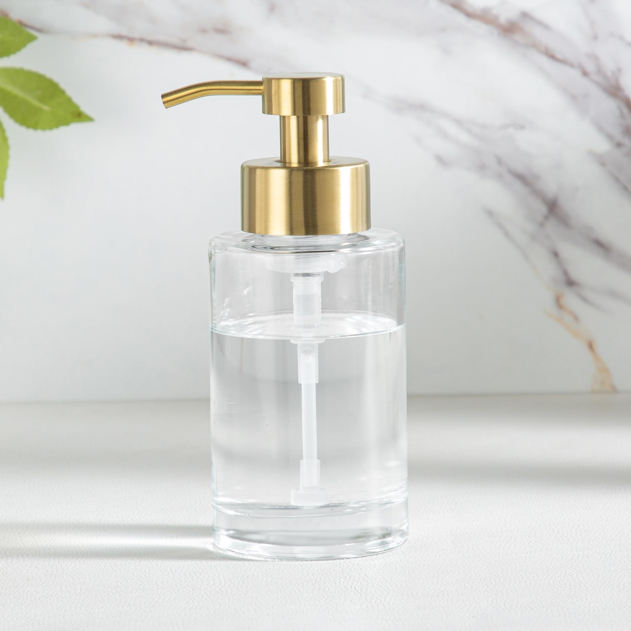 Enra Foam Soap Dispenser,12Oz Thick Glass Bathroom Soap Dispenser With Stainless Steel Gold Pump,Dish Soap Dispenser,Soap Dispen