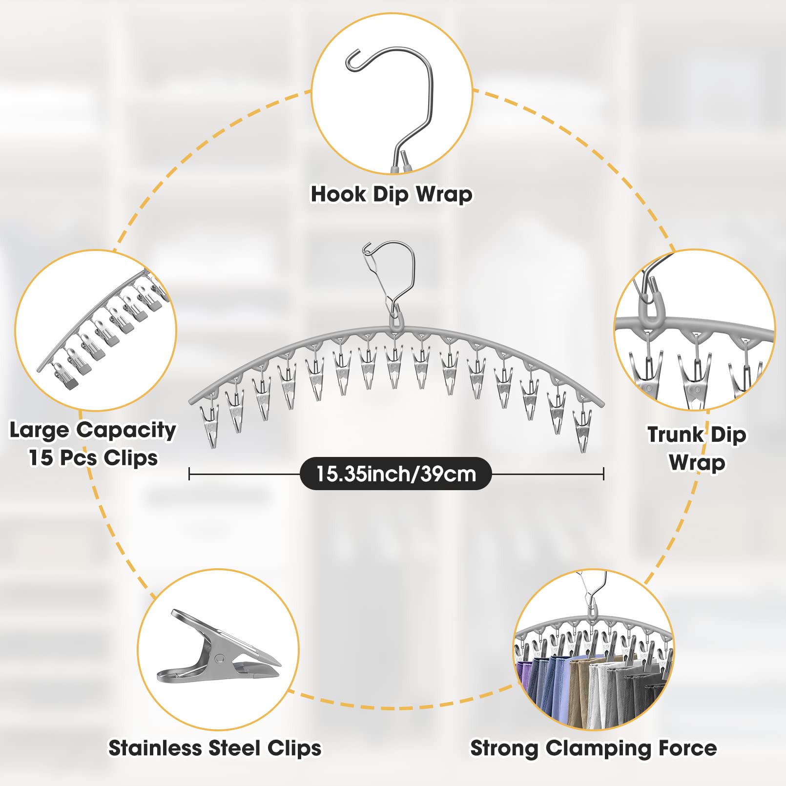 Upgrade Skirt Pants Hangers With Clips, Metal Pants Legging Organizer For Closet Holds 30 Leggings/Shorts/Jeans/Skirts Pants Han