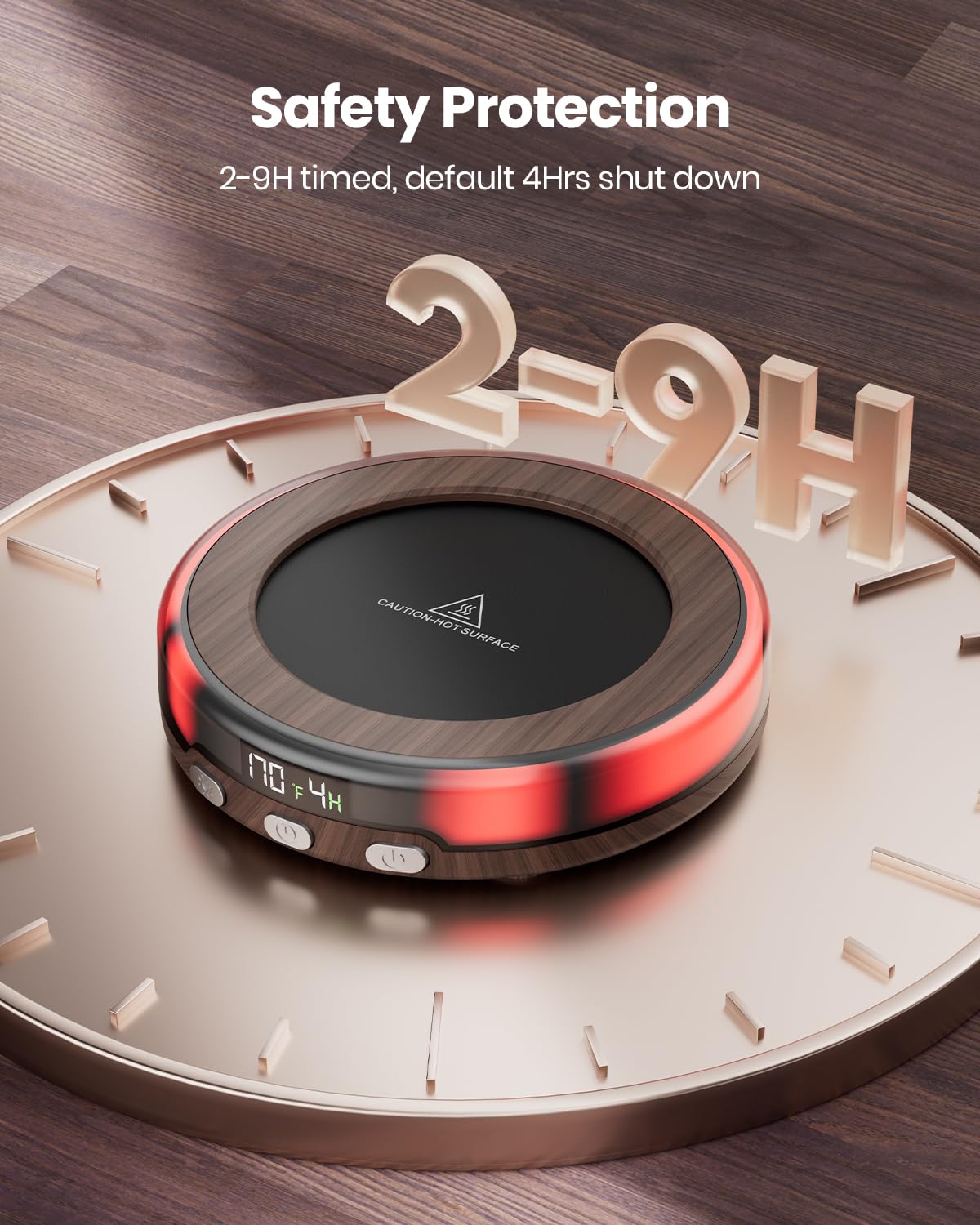 Gaiatop Coffee Mug Warmer For Desk, 3 Temp Settings, 2-9Hrs Timer, 3 Colorful Romantic Atmosphere Light Modes, Beverage Heating