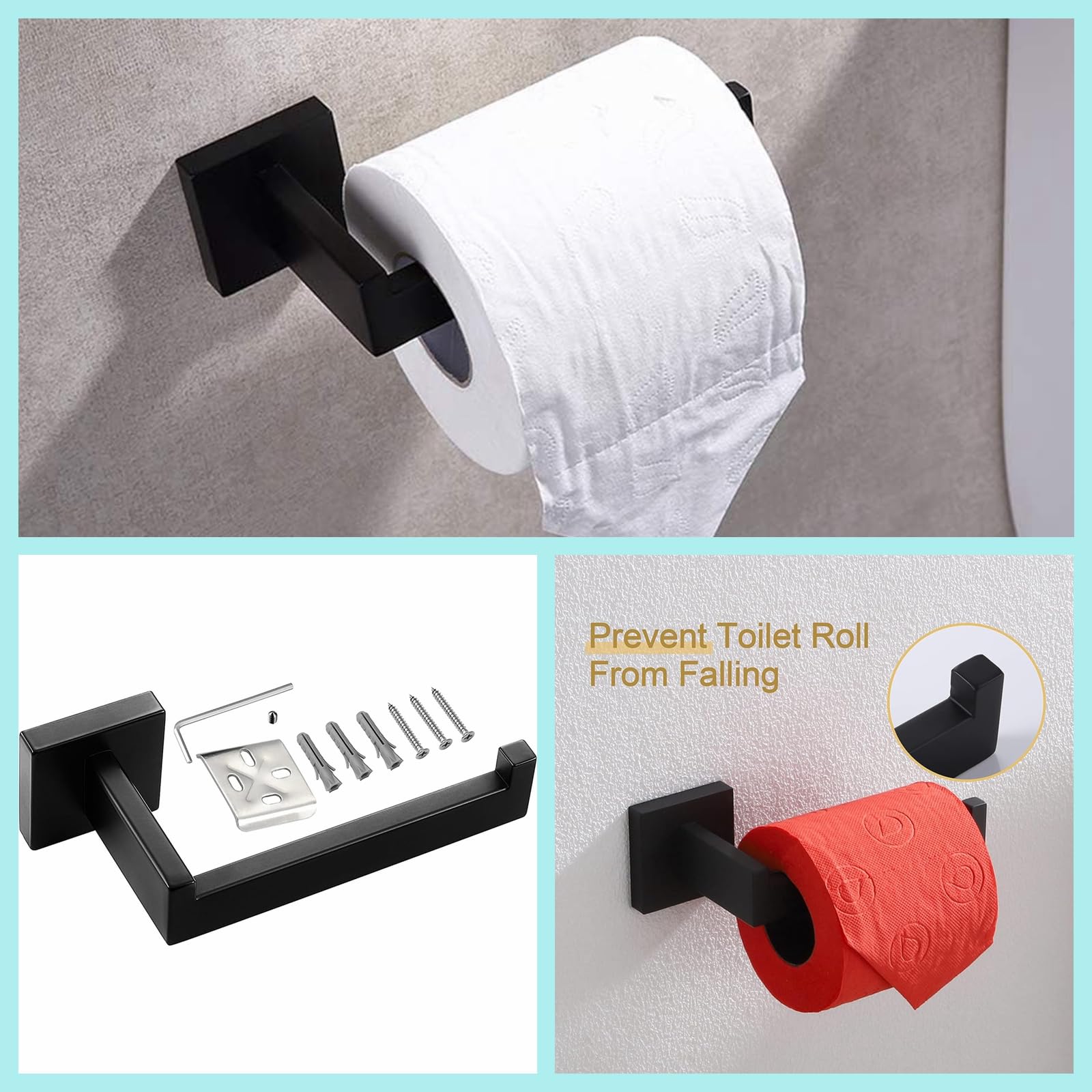 10-Pieces Bathroom Hardware Set Matte Black Bathroom Accessories Set Sus304 Towel Bar Set Includes 2 Towel Bar-24 Inch+2 Towel H