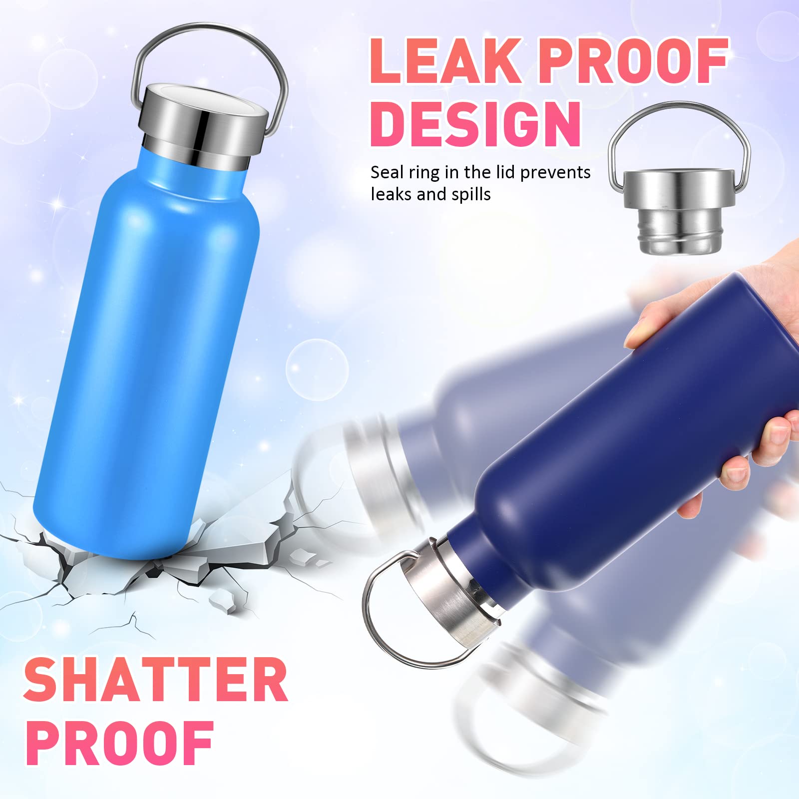 Mimorou 10 Pcs 17 Oz Stainless Steel Sports Water Bottle Insulated Reusable Water Bottles With Handle Metal Water Bottle For Hik