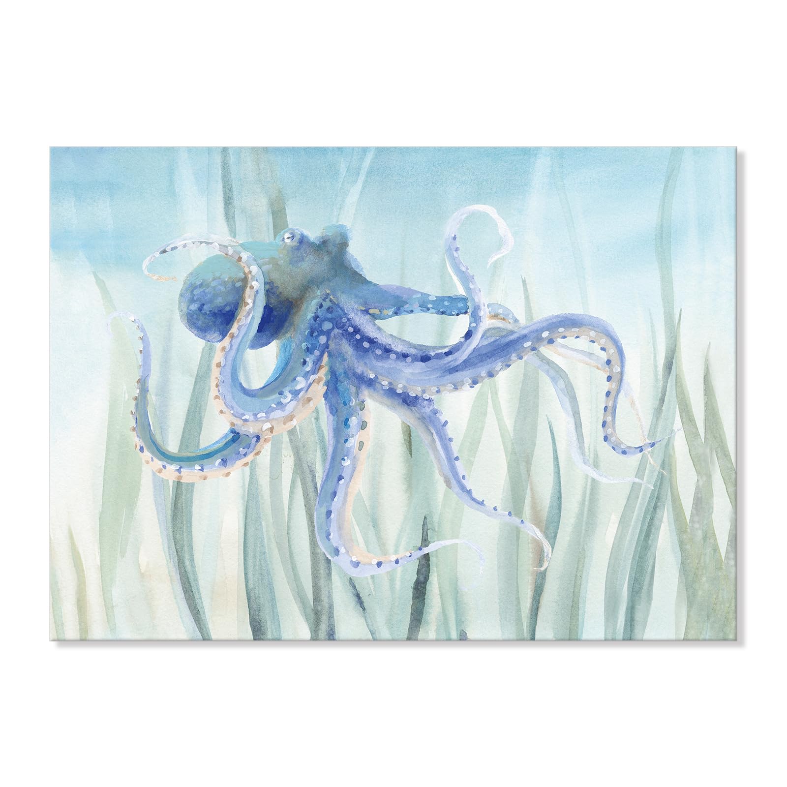 Ocean Wall Decor Under The Sea Blue Octopus Canvas Wall Art For Bathroom Coastal Decor For Home Nautical Prints For Bedroom Kitc