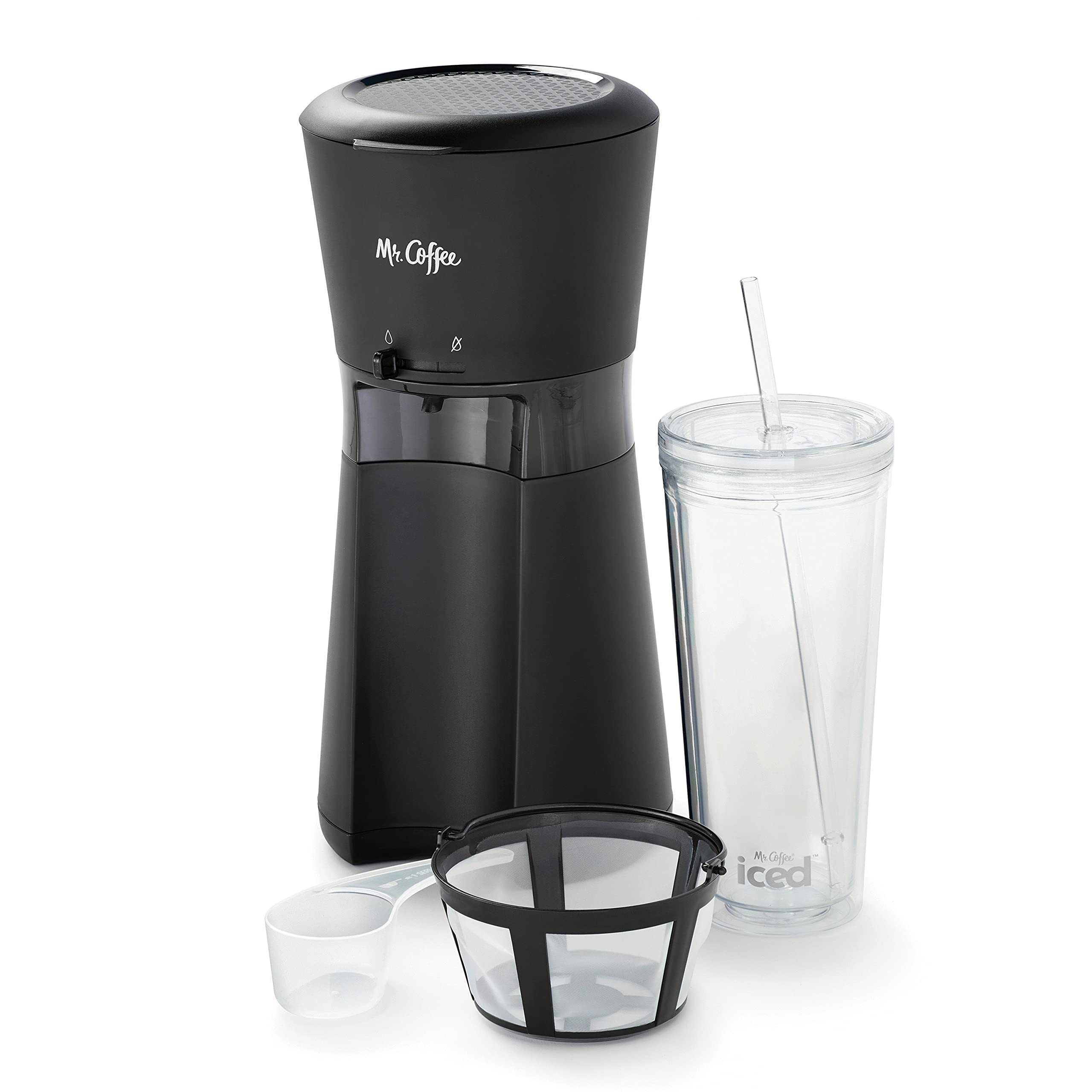 Mr. Coffee Iced Coffee Maker, Single Serve Machine With 22-Ounce Tumbler And Reusable Coffee Filter, Black