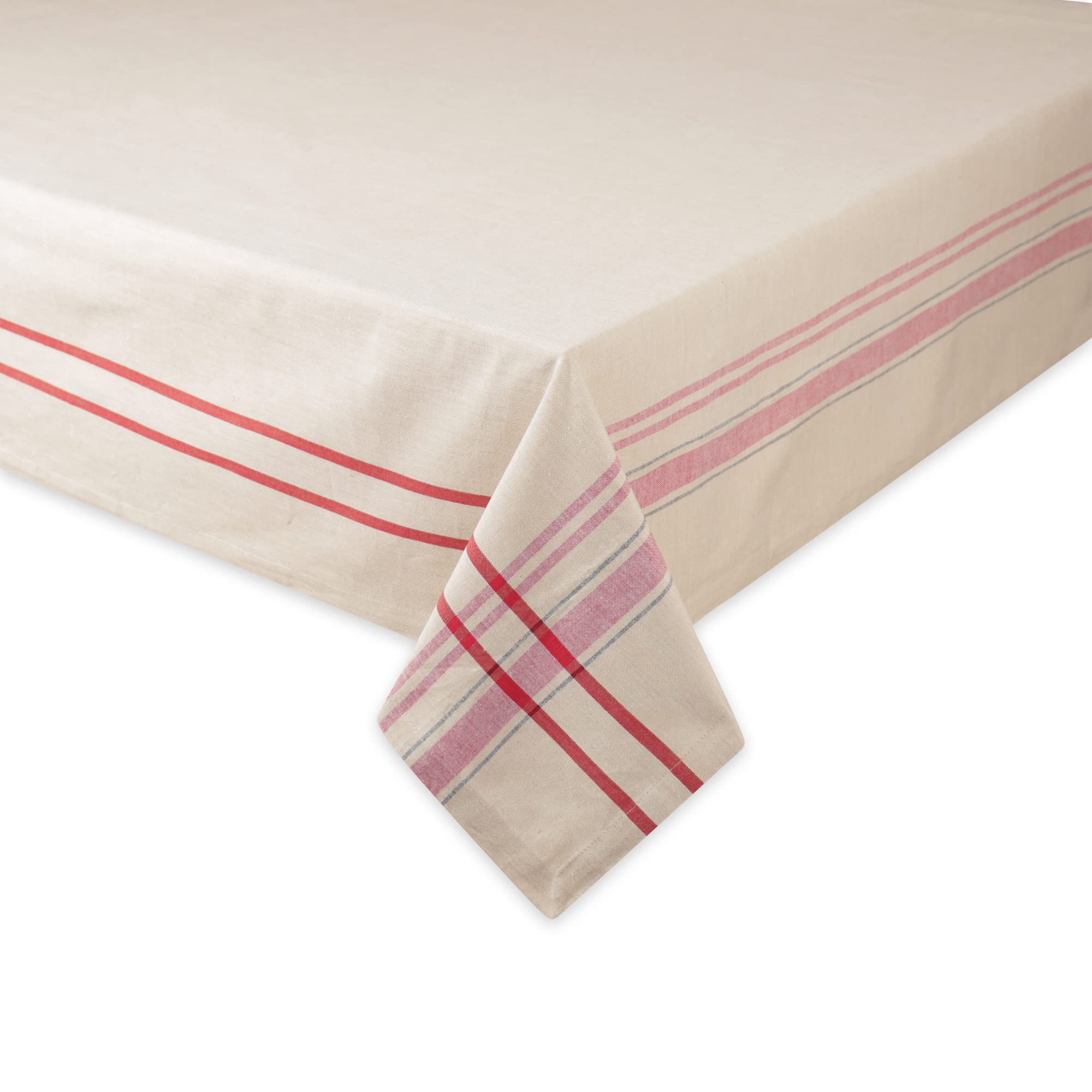 DII Red French Stripe Tablecloth