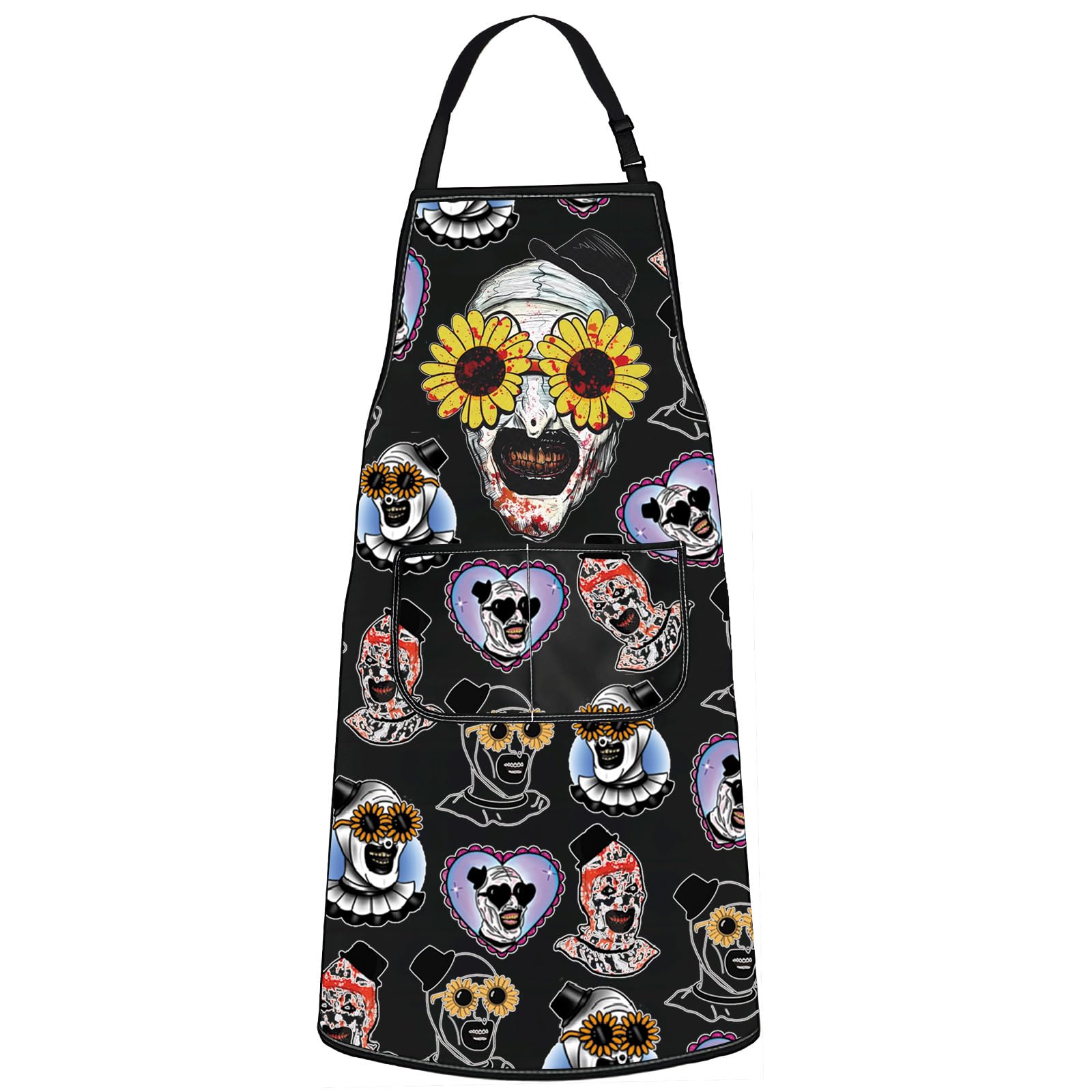 Wzmpa Clown Art Glasses Grilling Apron Clown Movie Fan Gift ItS Always The Quiet Ones Clown Bbq Apron Sunflower Clown Merch (Su