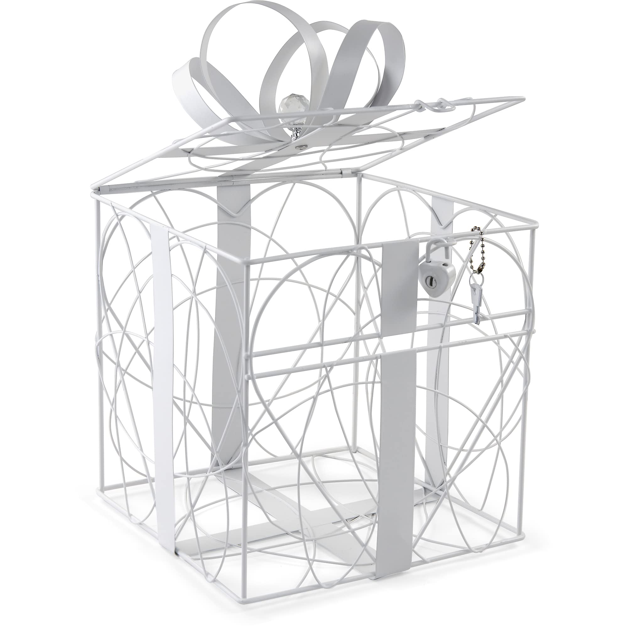 Simplicity White Metal Wedding Card Box, 8.5'' L X 9'' W X 11.2'' H