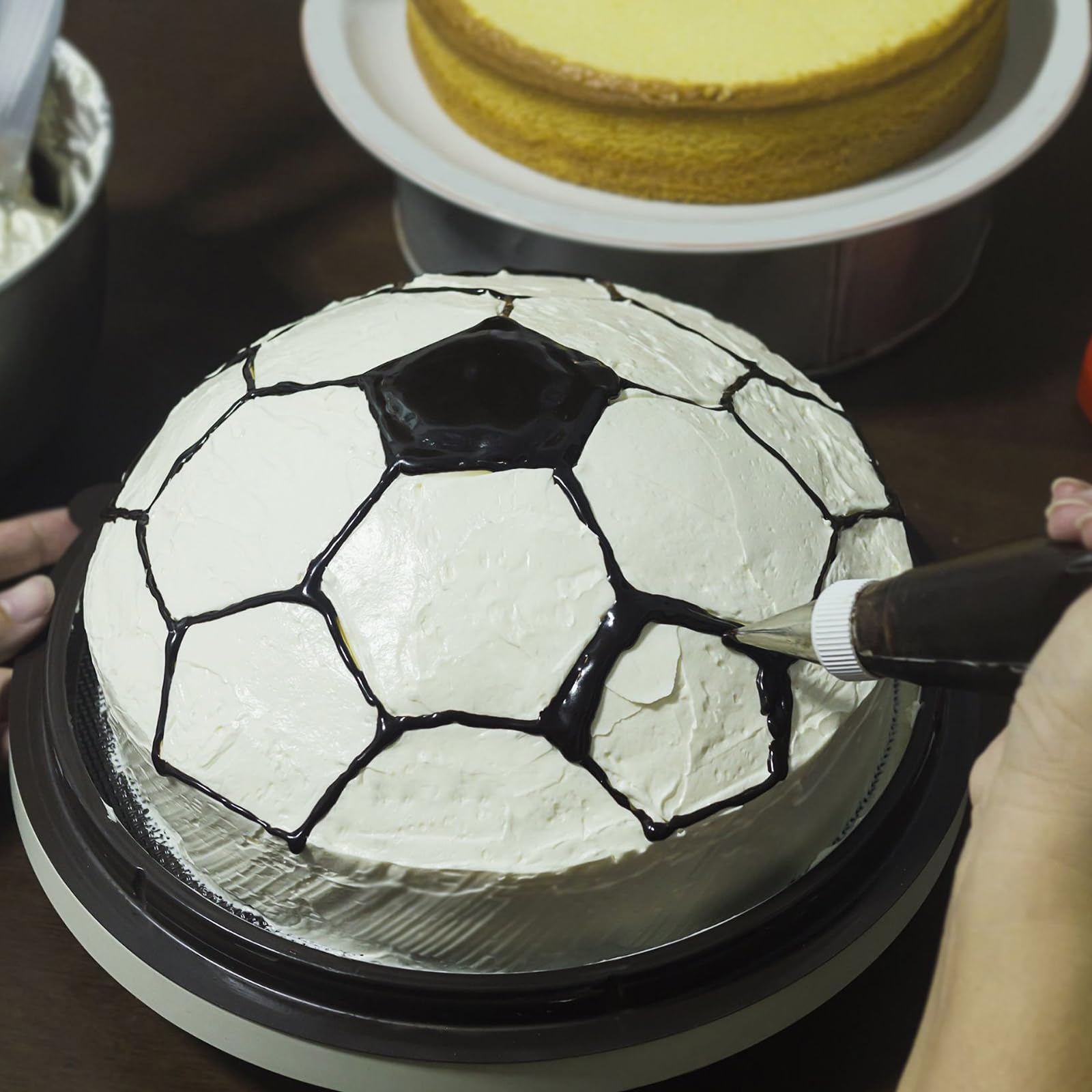 Hushee 2 Pcs Football Cake Pan 8 Inch Aluminum Hemisphere Pan Nonstick 3D Round Shape Cake Molds For Baking Sphere Half Ball Cak