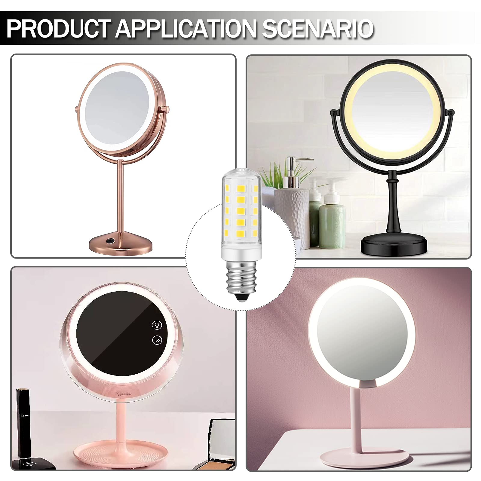 Yucclim Double-Sided Mirror Led Bulb Dimmable For Conair Illuminations Makeup Mirror Double Sided Illuminated Mirror Fits Jerdon