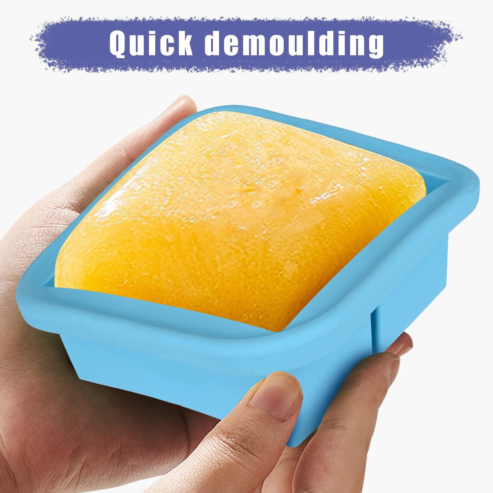 Kinggrand Kitchen 2 Cup Silicone Freezer Trays With Lid 2 Pack Silicone Freezer Molds Make 2 Perfect Soups, Broths, Stews, Sauce