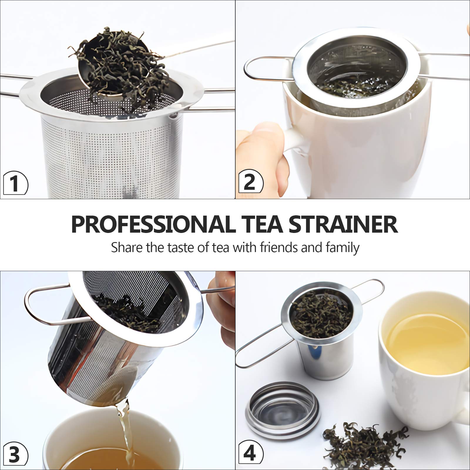 Tea Infuser,Stainless Steel Tea Steeper Fine Mesh Filters, Large Capacity Tea Strainer With Folding Handle And Lid,Hanging On Te