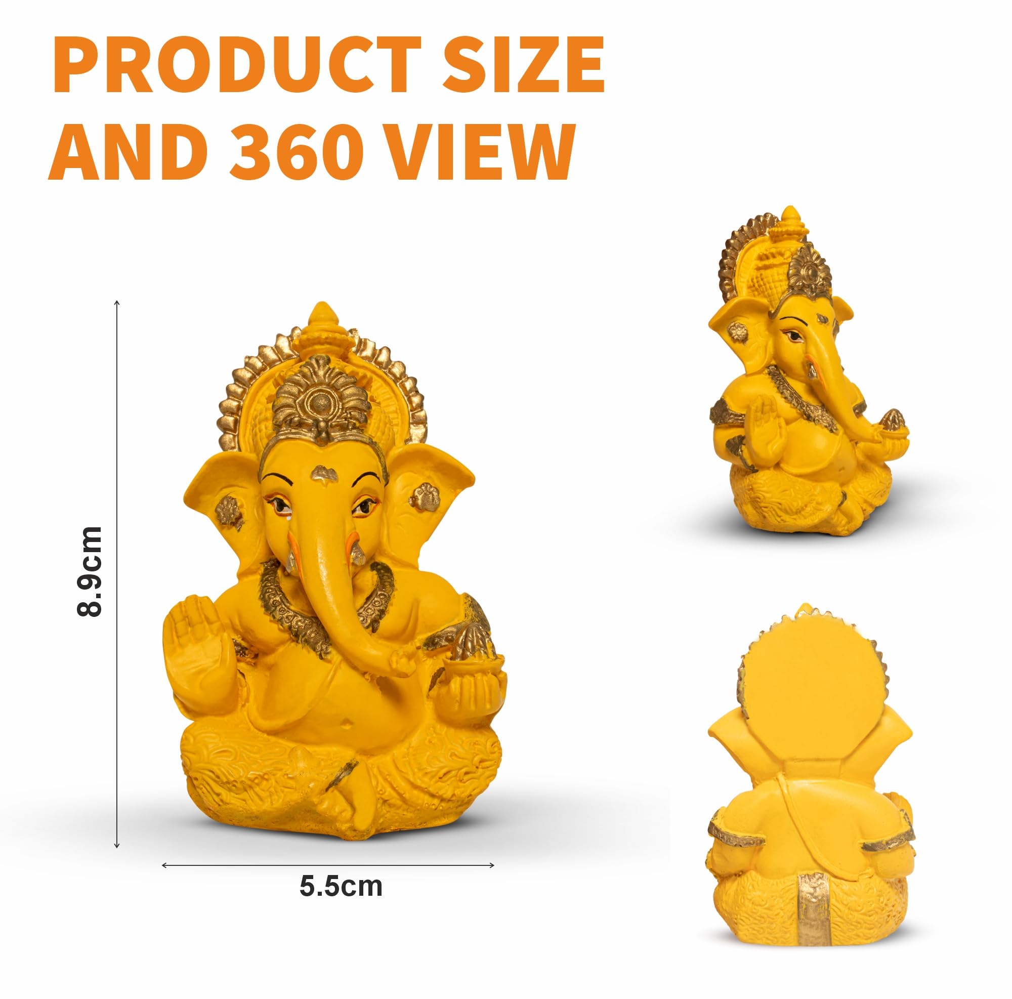 Homfil Ganesh Idol Car Dashboard Ganpati Idol Home Decor Resin Material Home Gift Office Desk Puja Room Ganpati Murti Car Dashbo