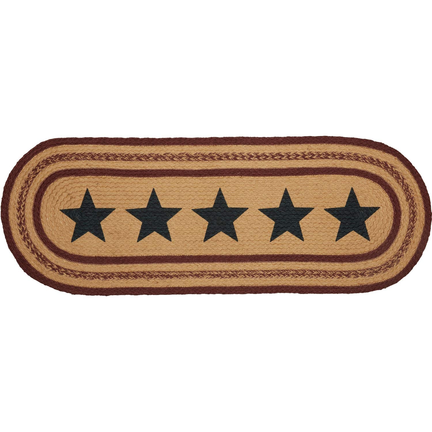 Vhc Brands Americana Primitive Potomac Stencil Stars Jute Runner, Burgundy, 13X36