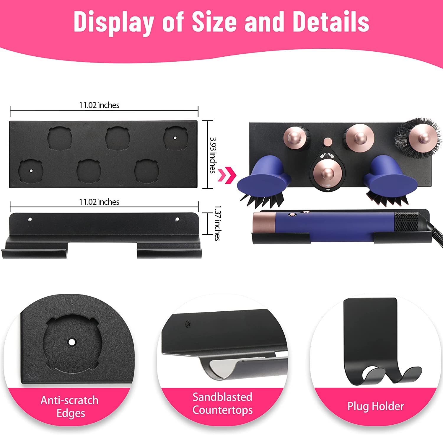 Mylifeunit Storage Holder For Dyson Airwrap Curling Iron New Complete, Metal Wall Mount For Dyson Air Wrap Accessories Organizer