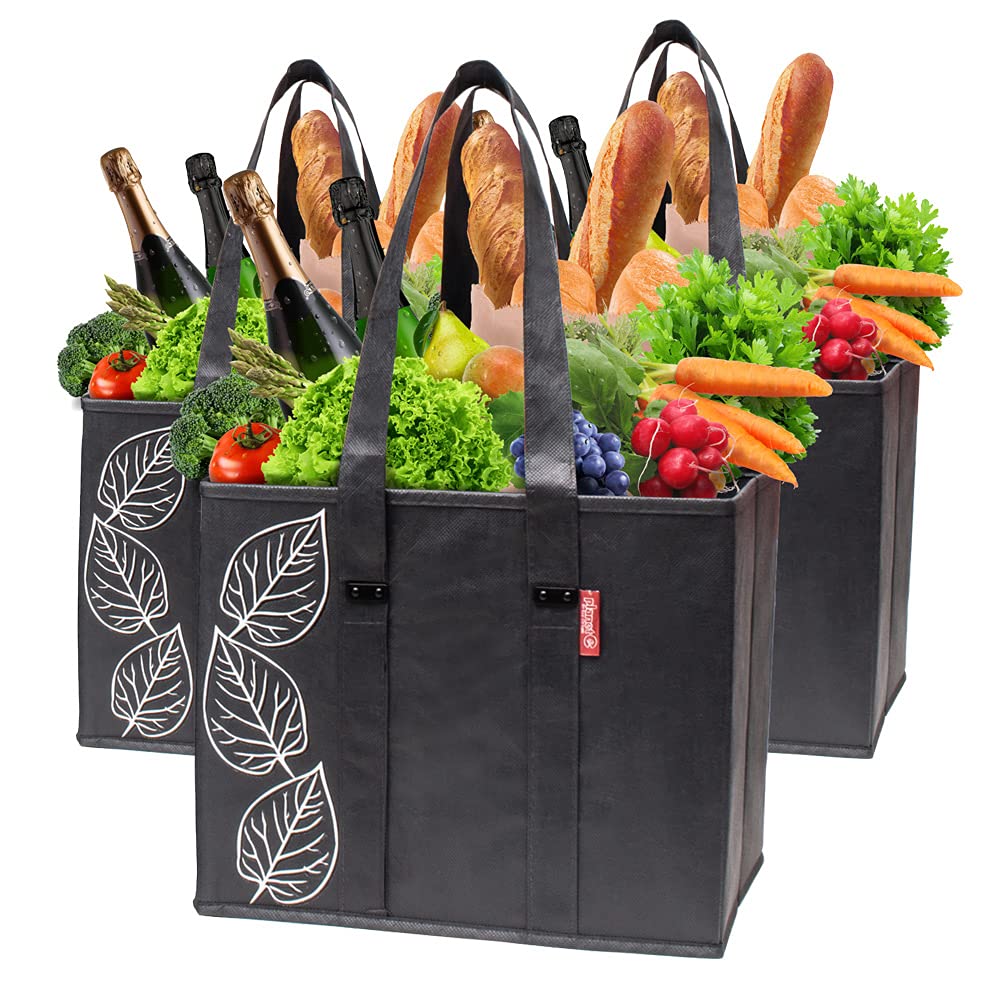 Planet E Reusable Grocery Bags - Heavy Duty Shopping Bags With Handles, Kitchen Reusable Grocery Totes, Durable Grocery Bag Carr