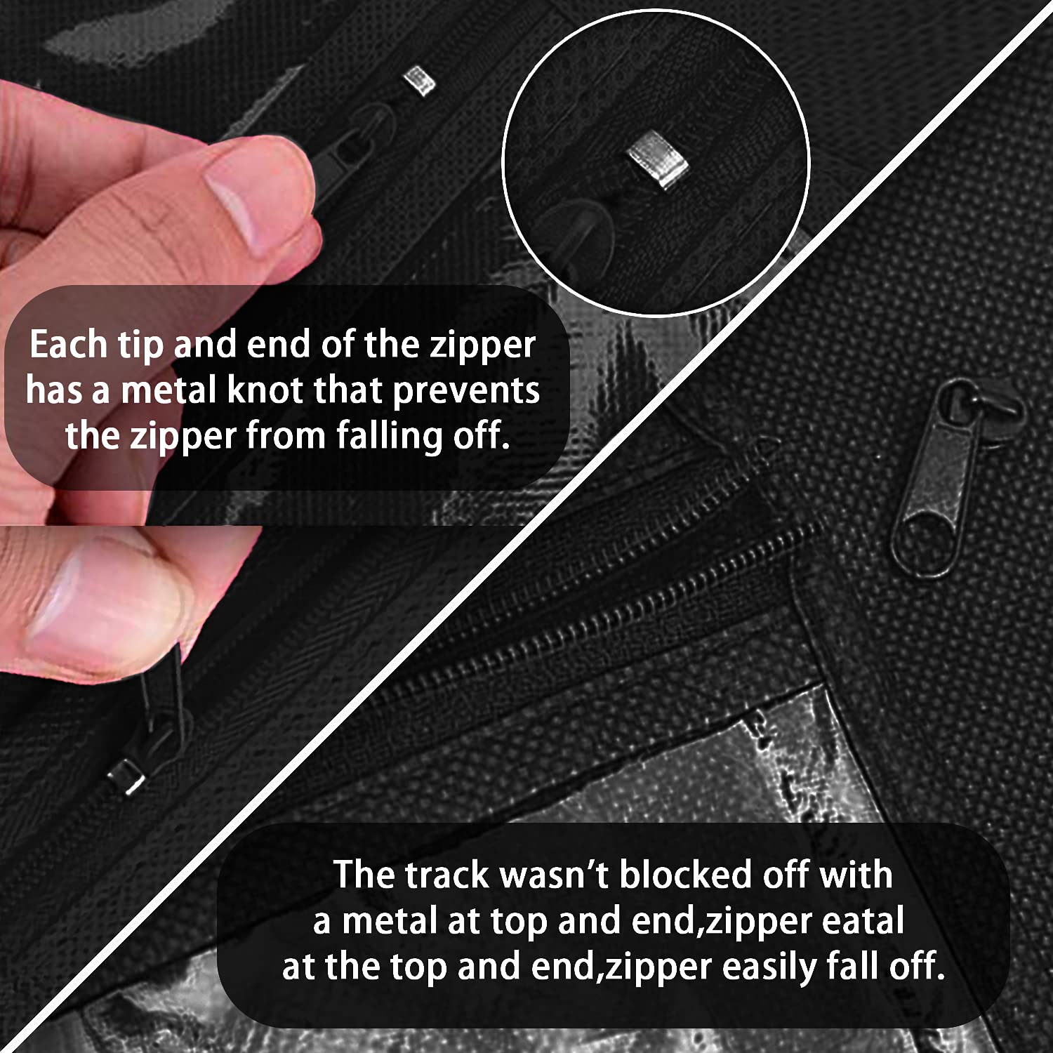 3PCS Extra Long Hair Extension Storage Bag Hairpieces Storage Holder with Wooden Hanger Dust-proof Portable Suit with Transparent Zip Up Closure- Light weight  Waterproof and Portable (Black)