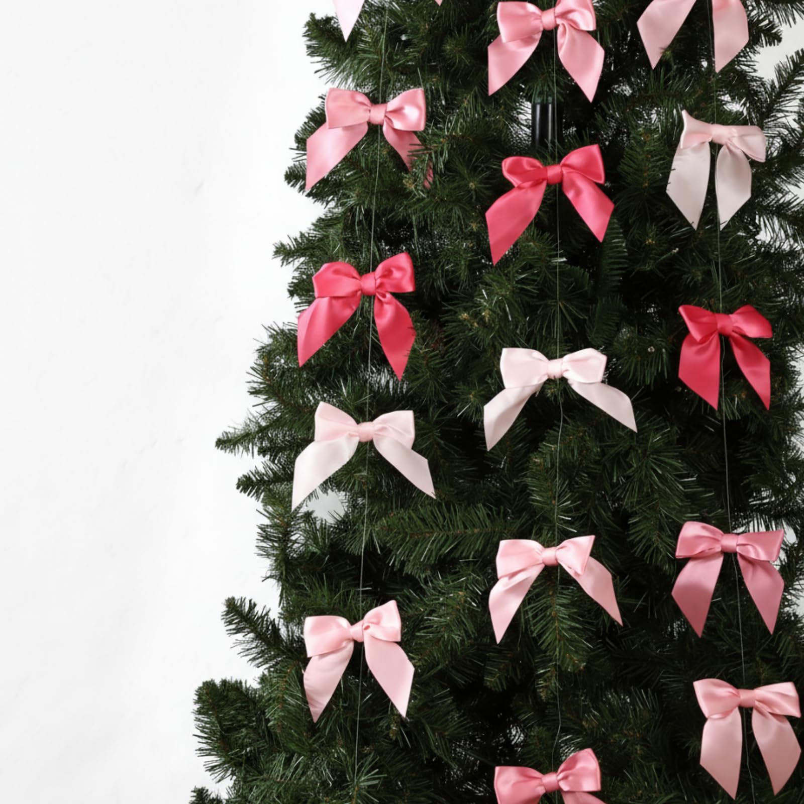 TaoBary Christmas Bows Decor 6.6 ft Satin Ribbon Bow Garland Backdrop Xmas Tree Bow Hanging Ornament for Birthday Party Wedding 