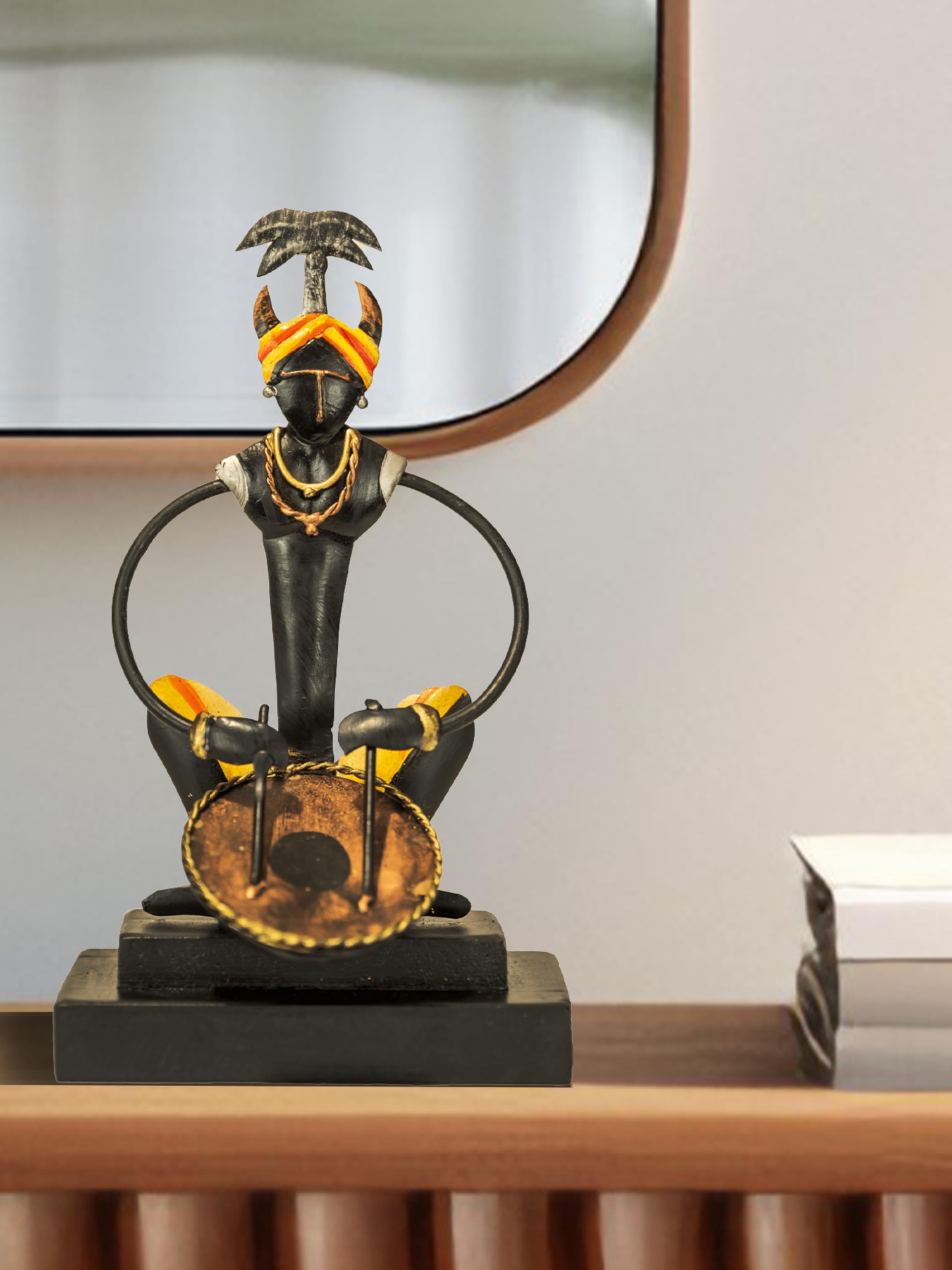 SHILP KATHA Bastar Antique Art for Home Decor | Tribal Musician for Living Room | Handmade Showpiece for Gifting | Nagada