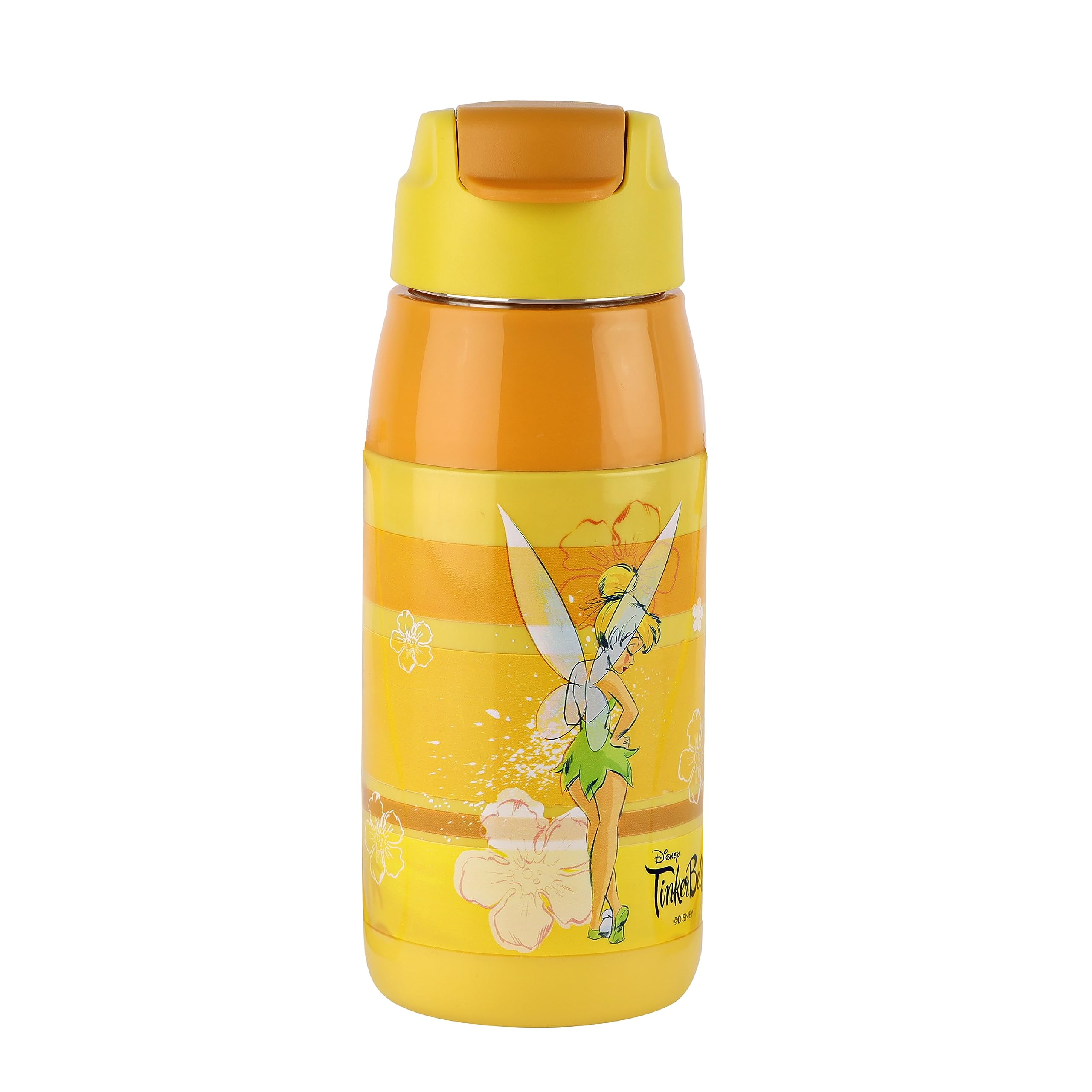 Cello Puro Steel-X Hydra Kid 400 Inner Steel Insulated Water Bottle 400Ml, Yellow | Tinker Bell Design | Isi Certified, Leakproo