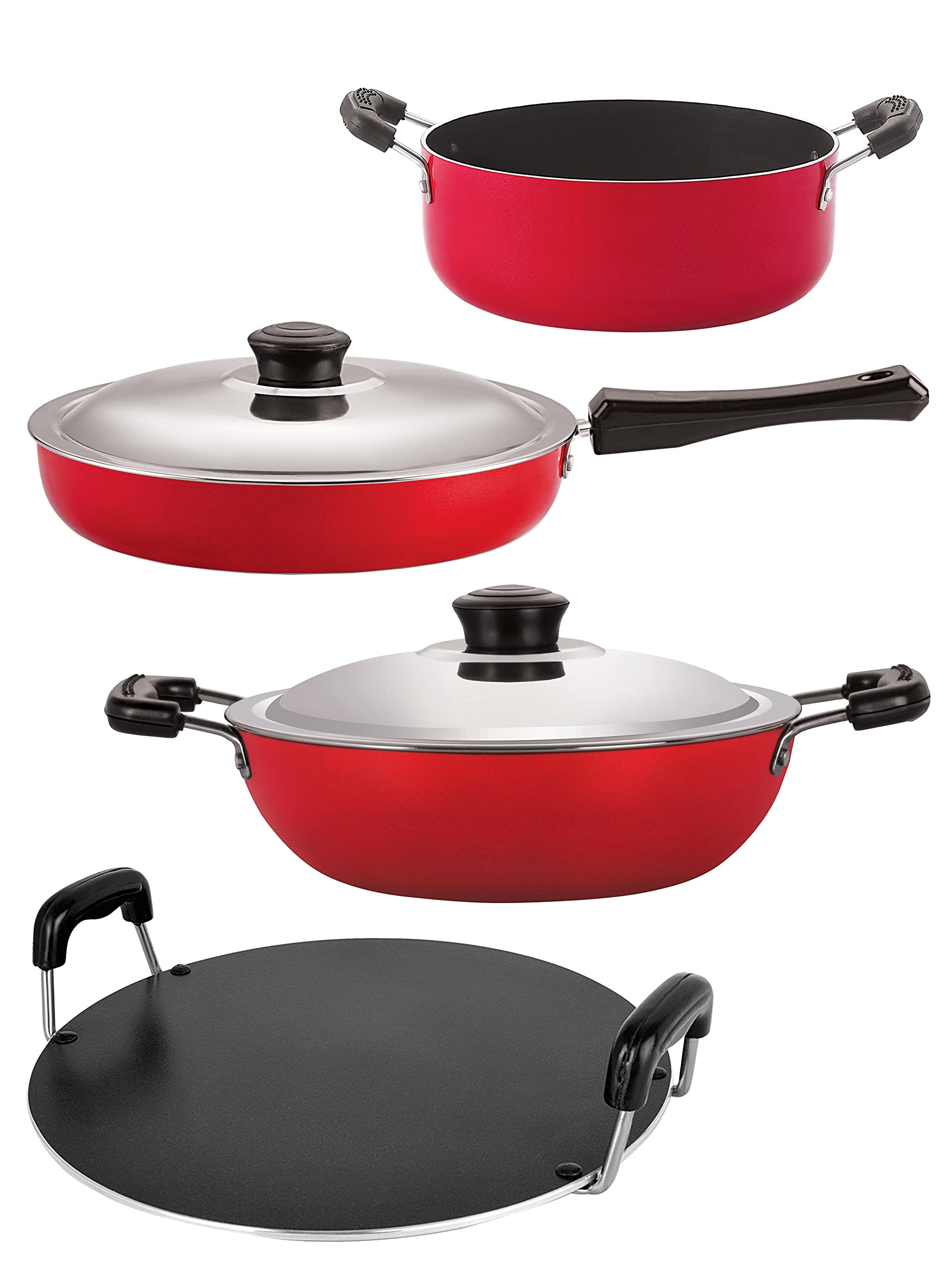 Nirlon NonStick Aluminium Cookware Set Of 4Pieces Red Color (Fp11_Dkd(J)_Rt_Cs24)