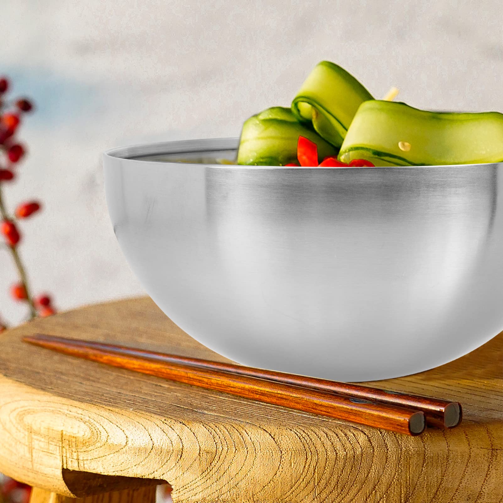Hemoton 2Pcs Stainless Steel Mixing Bowls, Thicken Salad Bowl Food Serving Bowl For Cooking, Baking, Prepping, (Silver- 15Cm/ 6I