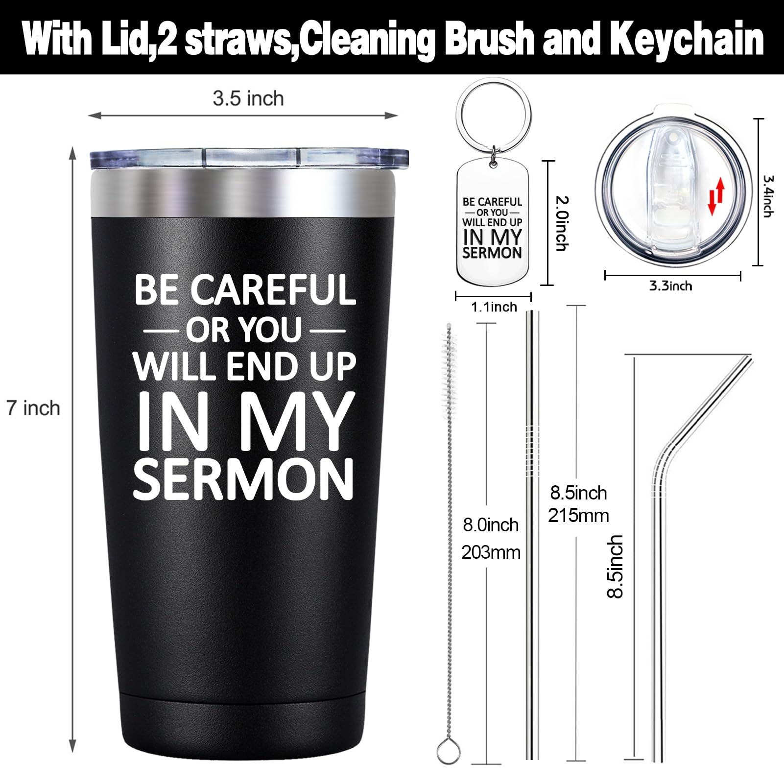 Spenmeta Pastor Appreciation Gifts For Men - Be Careful Or You Will End Up In My Sermon - Christmas, Birthday Gifts Ideas For Pa