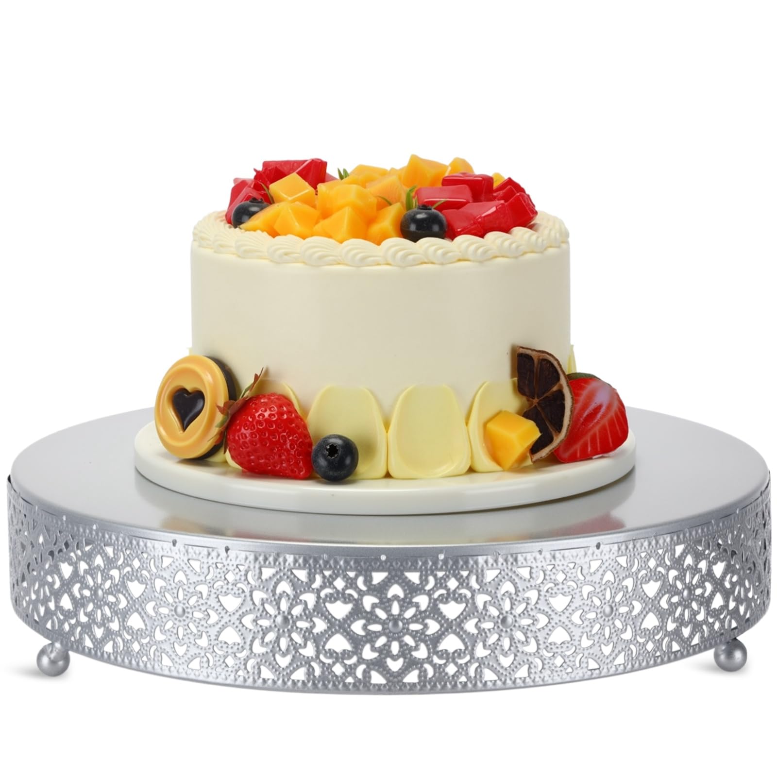 Wenqik 12 Inch Round Wedding Cake Stand for Cupcakes & Desserts, Silver