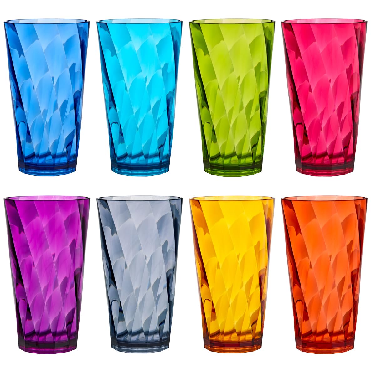 Us Acrylic Optix Plastic Reusable Drinking Glasses (Set Of 8) 20Oz Water Cups In Jewel Tone Colors | Bpa-Free Tumblers, Made In