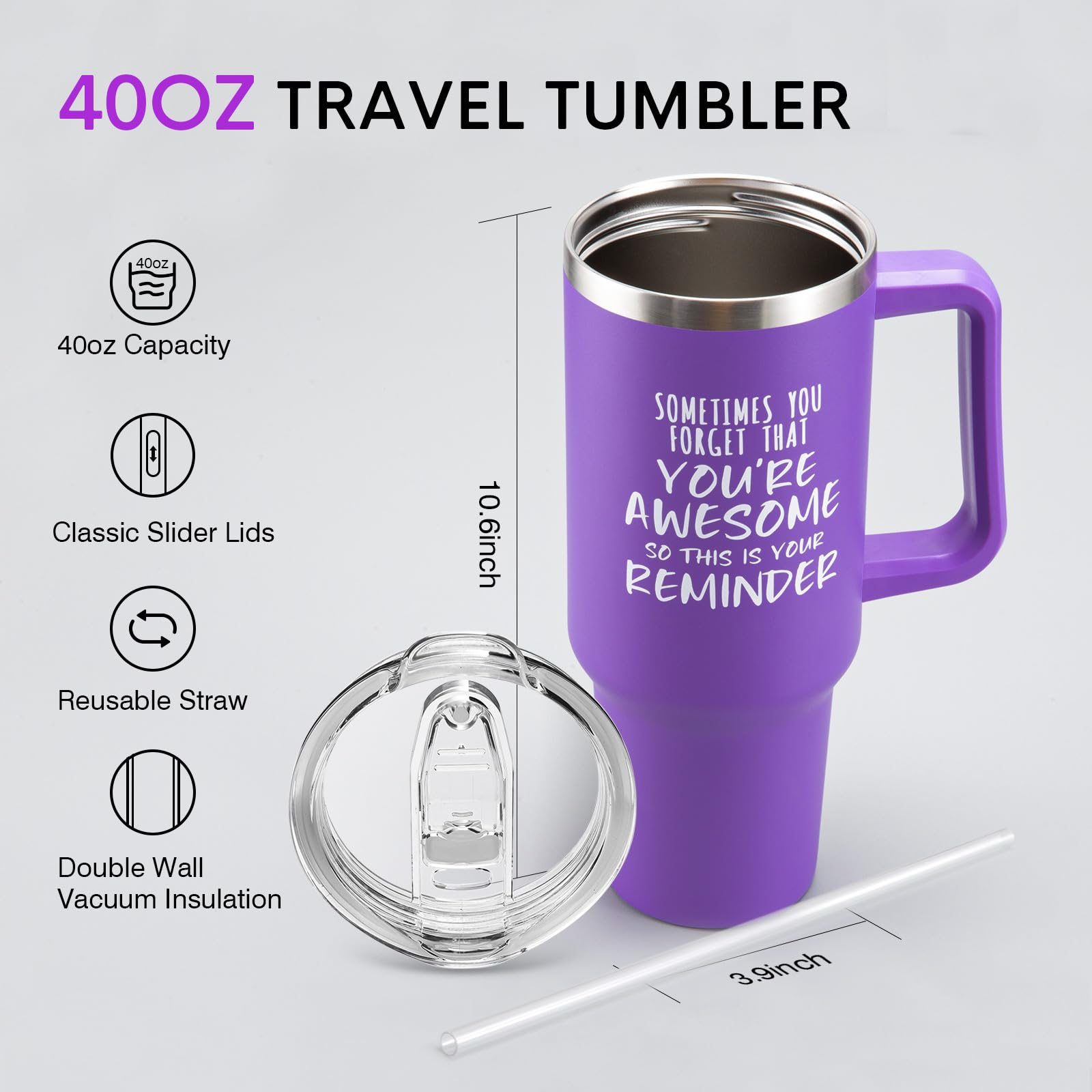 NOWWISH Gifts for Women, Sometimes You Forget You re Awesome 40 oz Tumbler with Handle and Straw, Birthday Gifts for Her Mom Wi