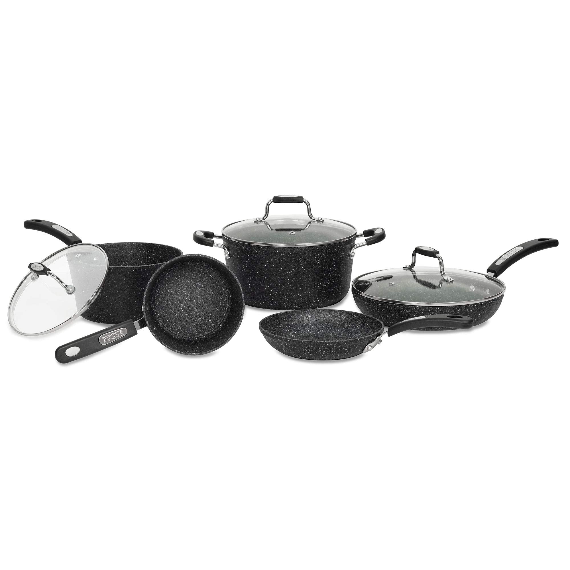 Starfrit The Rock Terra Ceramic Cookware Set, 8Piece, Black Marble