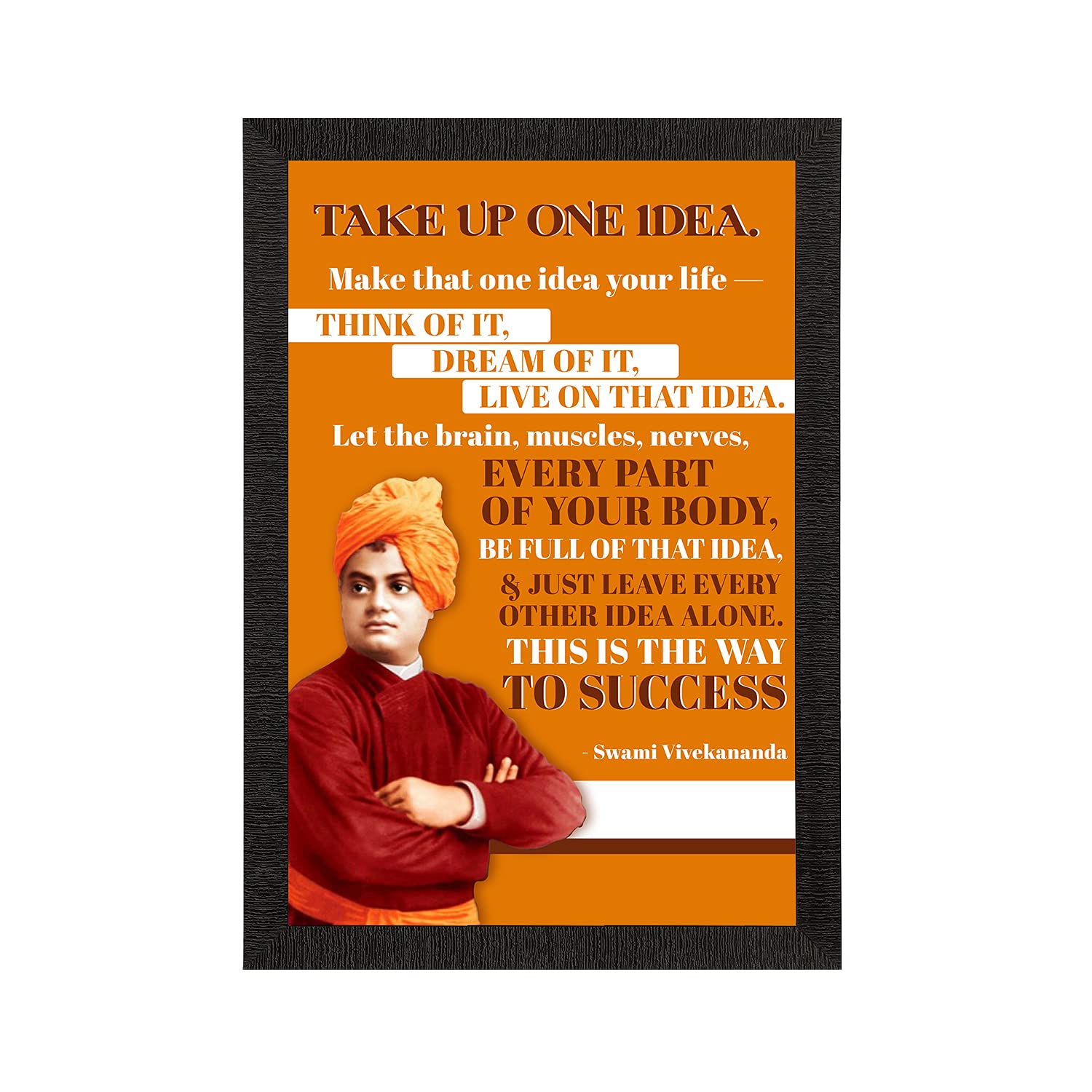 eCraftIndia Take Up One Idea Swami Vivekananda Motivational Quote Painting Digital Printed Wall Art - Inspirational Office, Livi