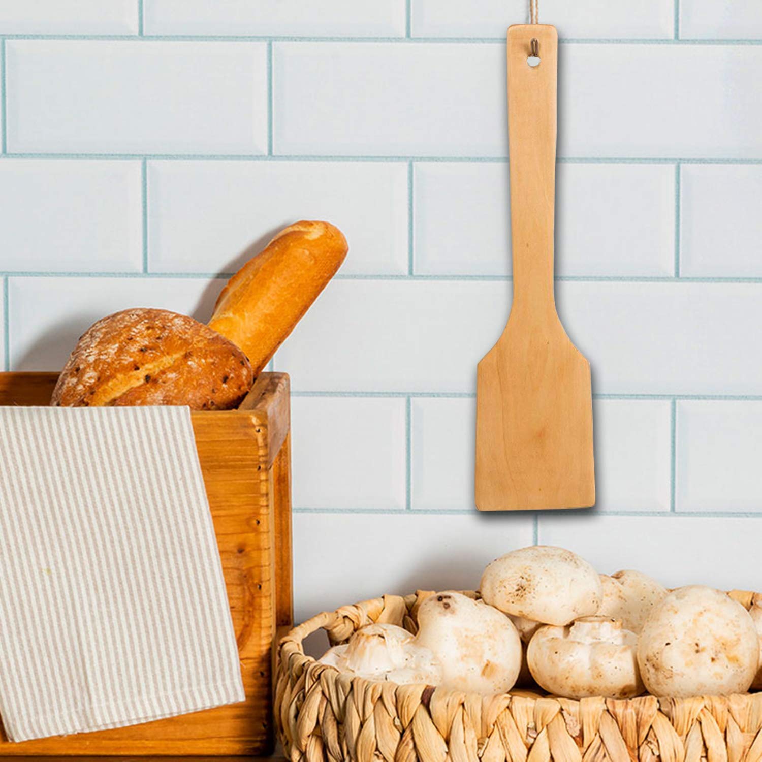 Wooden Spatula For Mixing And Cooking - Wood Kitchen Spatulas Set Great For Turner, Mixing, Corner Spoon And Scraper High Heat R