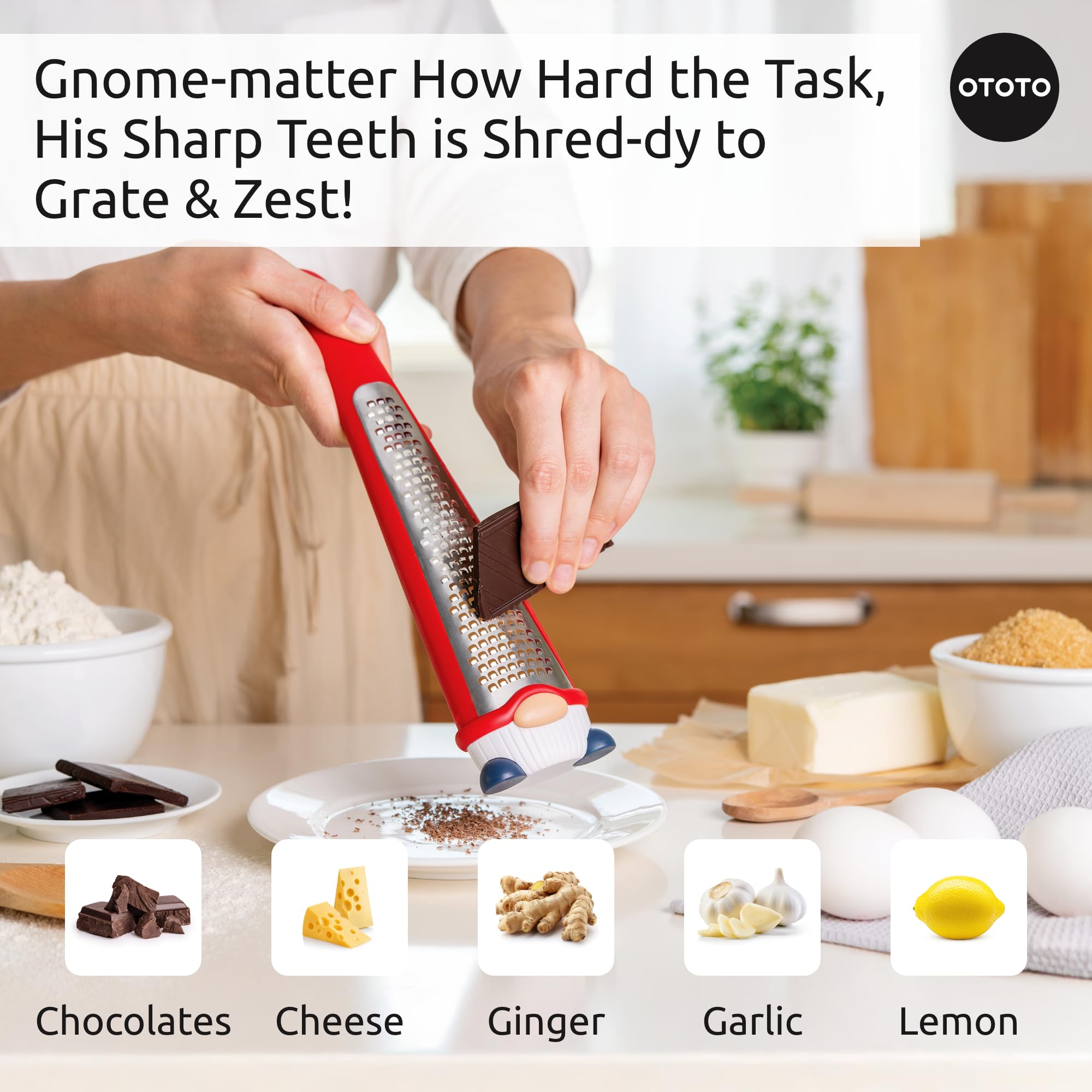 OTOTO Grater - Stainless Steel, BPA Free, Dishwasher Safe, Fun Kitchen Gadget, Vegetable Shredder, Cute Kitchen Gifts & Accessor