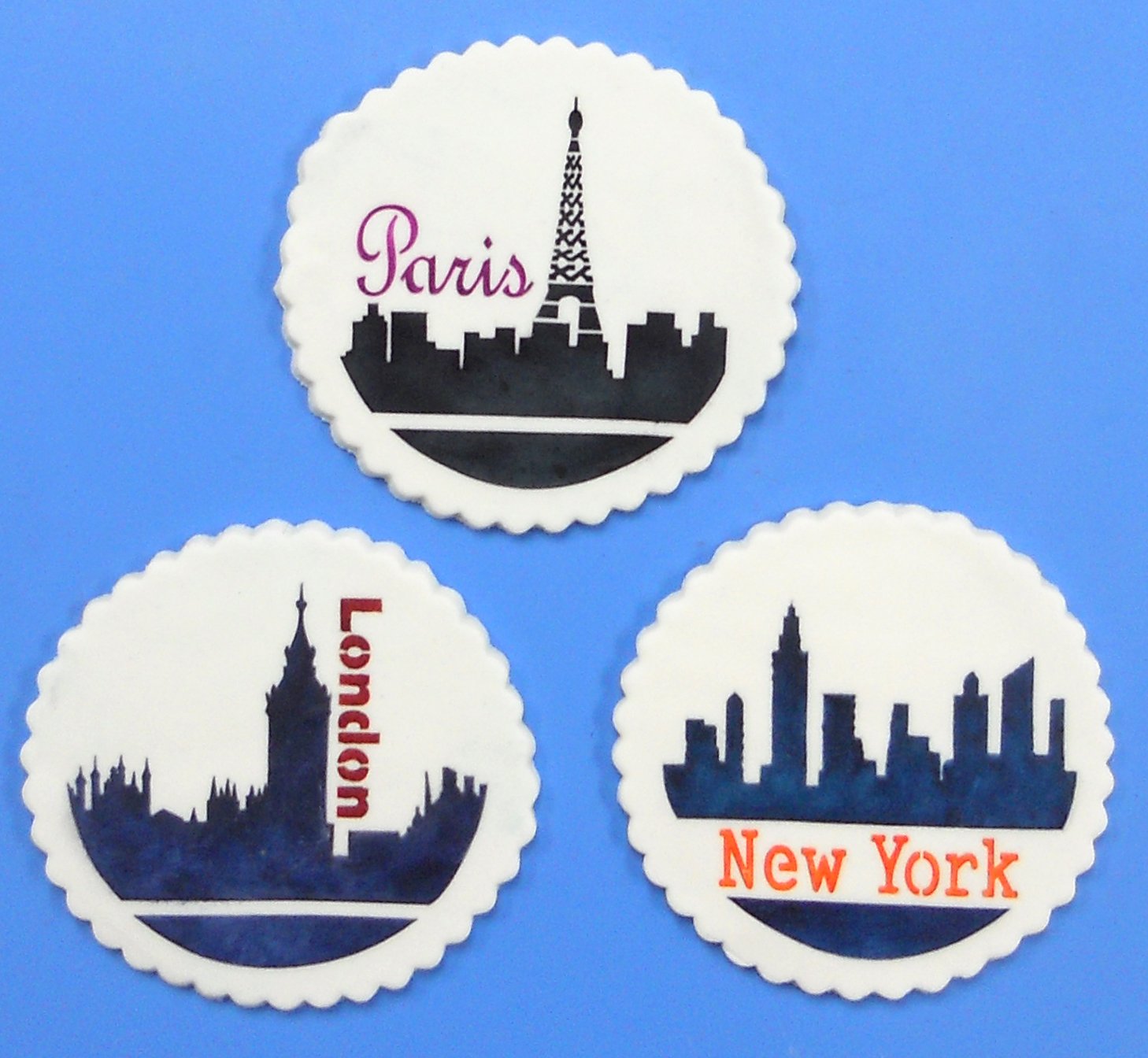 Designer Stencils Paris, London And New York Skylines Cookie Stencils, Beige/Semi-Transparent