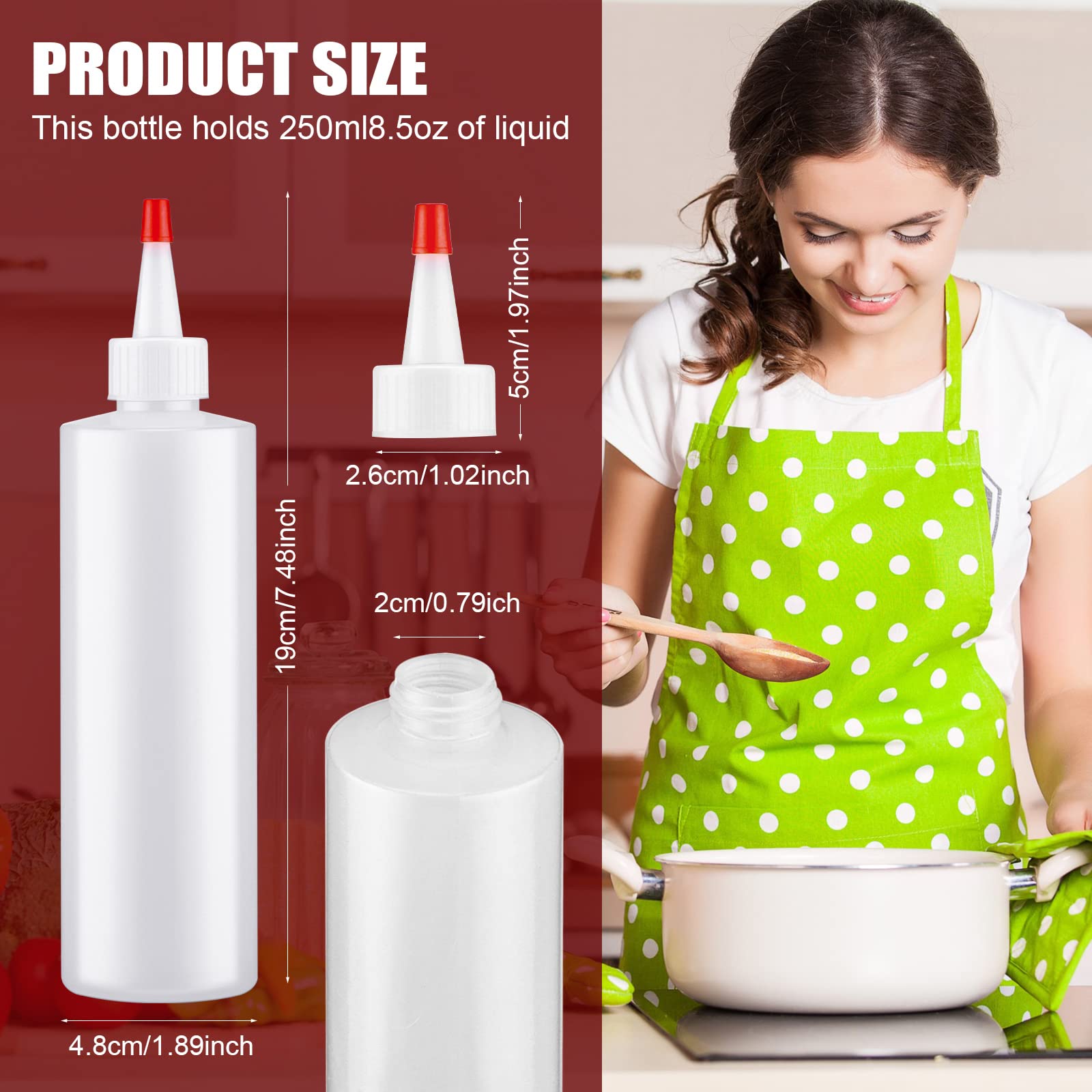 30 Pack 8.5 Oz Condiment Squeeze Bottle Plastic Squeeze Bottles With Red Tip Cap Sauce Bottle With Small Pointed Nozzle Leakproo
