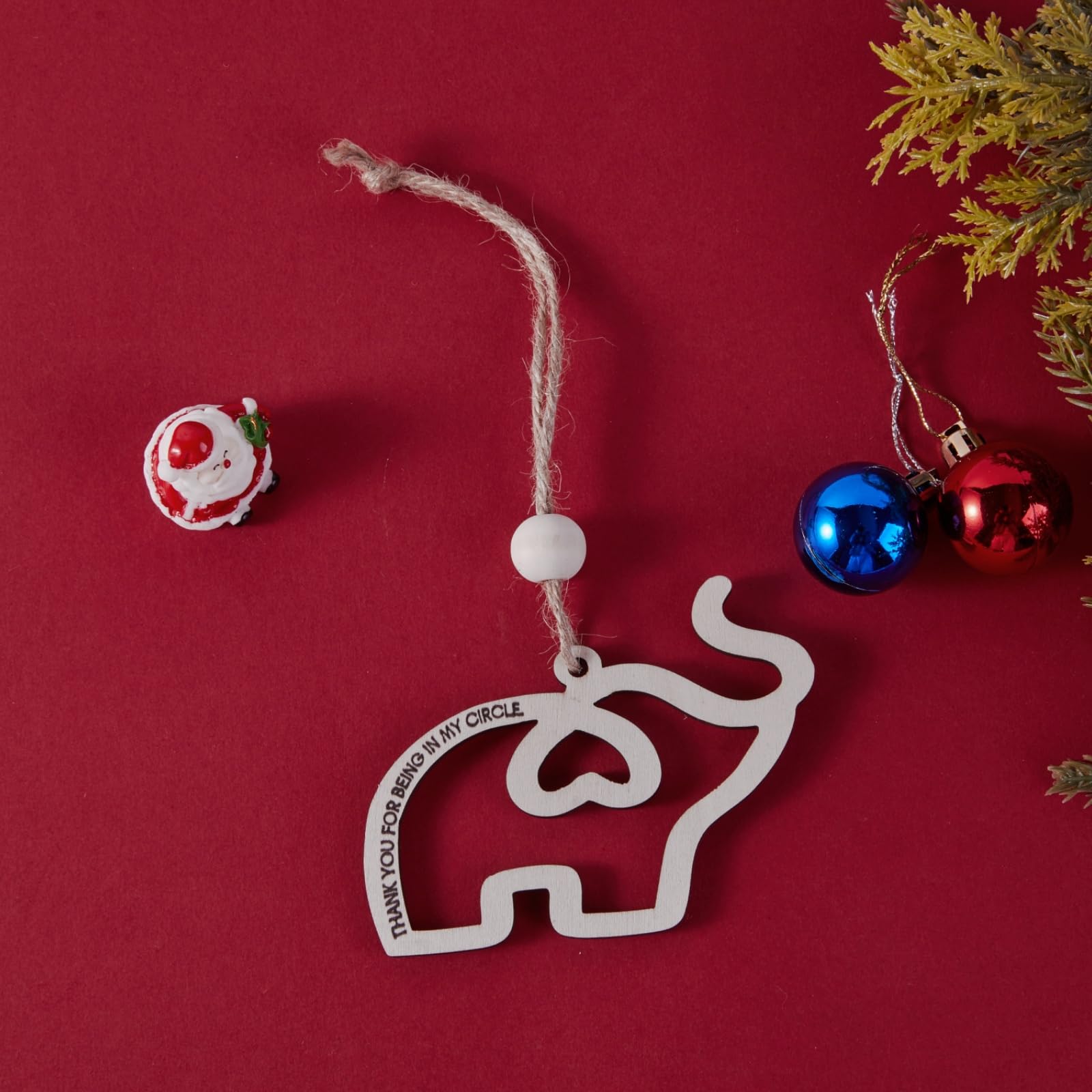 Friendship Elephant Ornament with Gift Card, Best Friend Birthday Gifts for Women, Decorative Hanging Ornament (Natural-20Pcs)