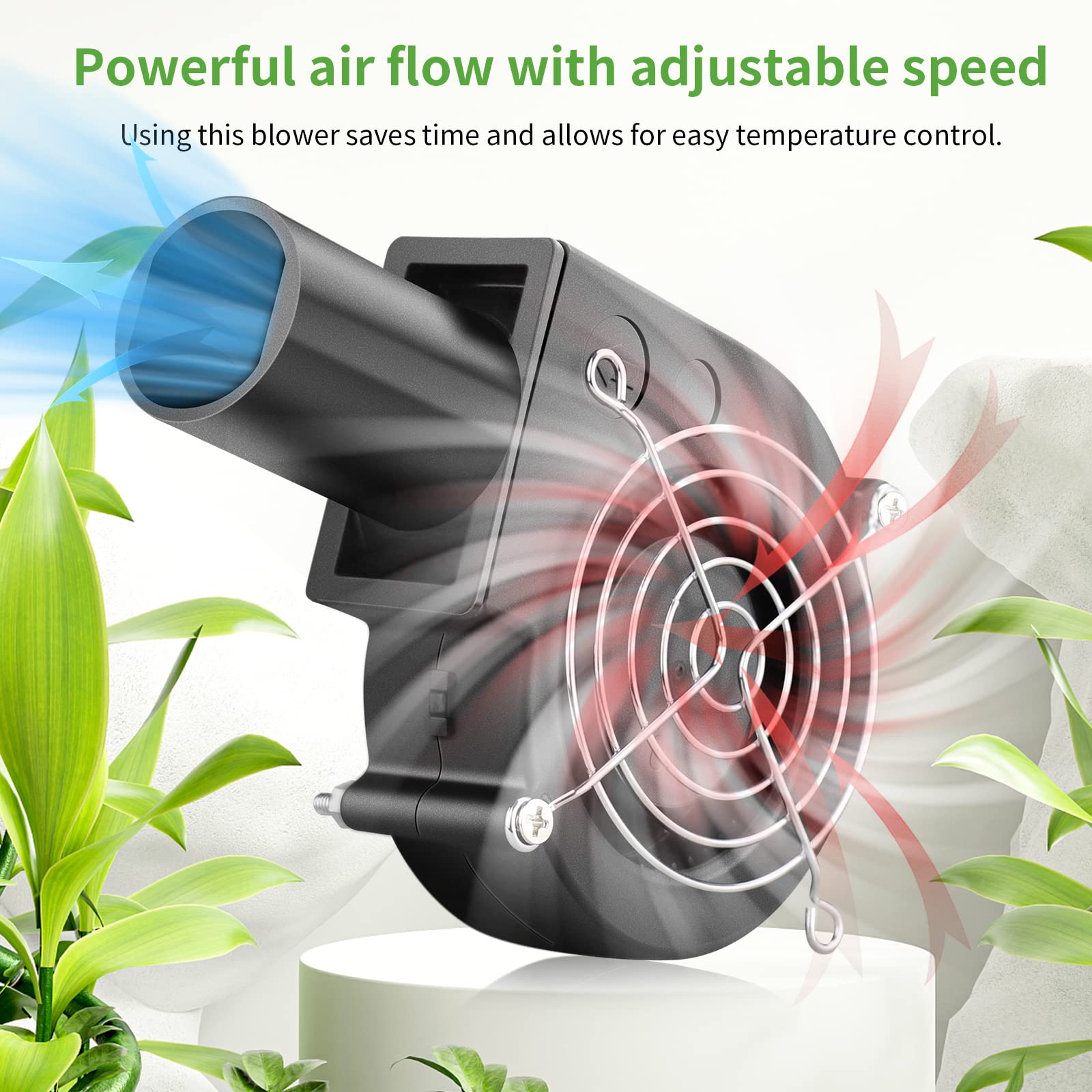 Wderair 97Mm X 33Mm Bbq Blower Fan 12V With 120V - 240V Ac Plug Variable Speed Controller Centrifugal For Outdoor Barbecues Fire