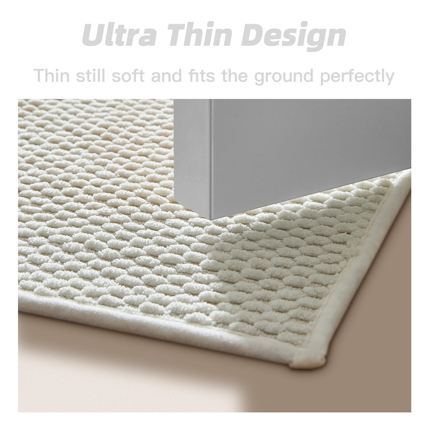 Bululom Chenille Bathroom Rugs- Non Slip, Absorbent, Quick Dry, Thin, Washable Bath Mat Carpet Bath Rugs For Bathroom Floor, Sho